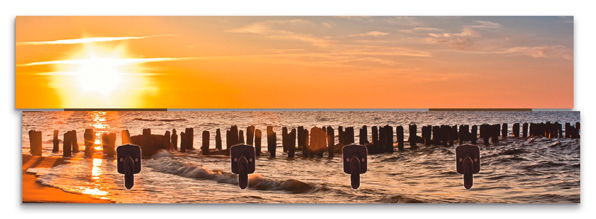 Garderobenleiste »Schöner Sonnenuntergang am Strand«, teilmontiert