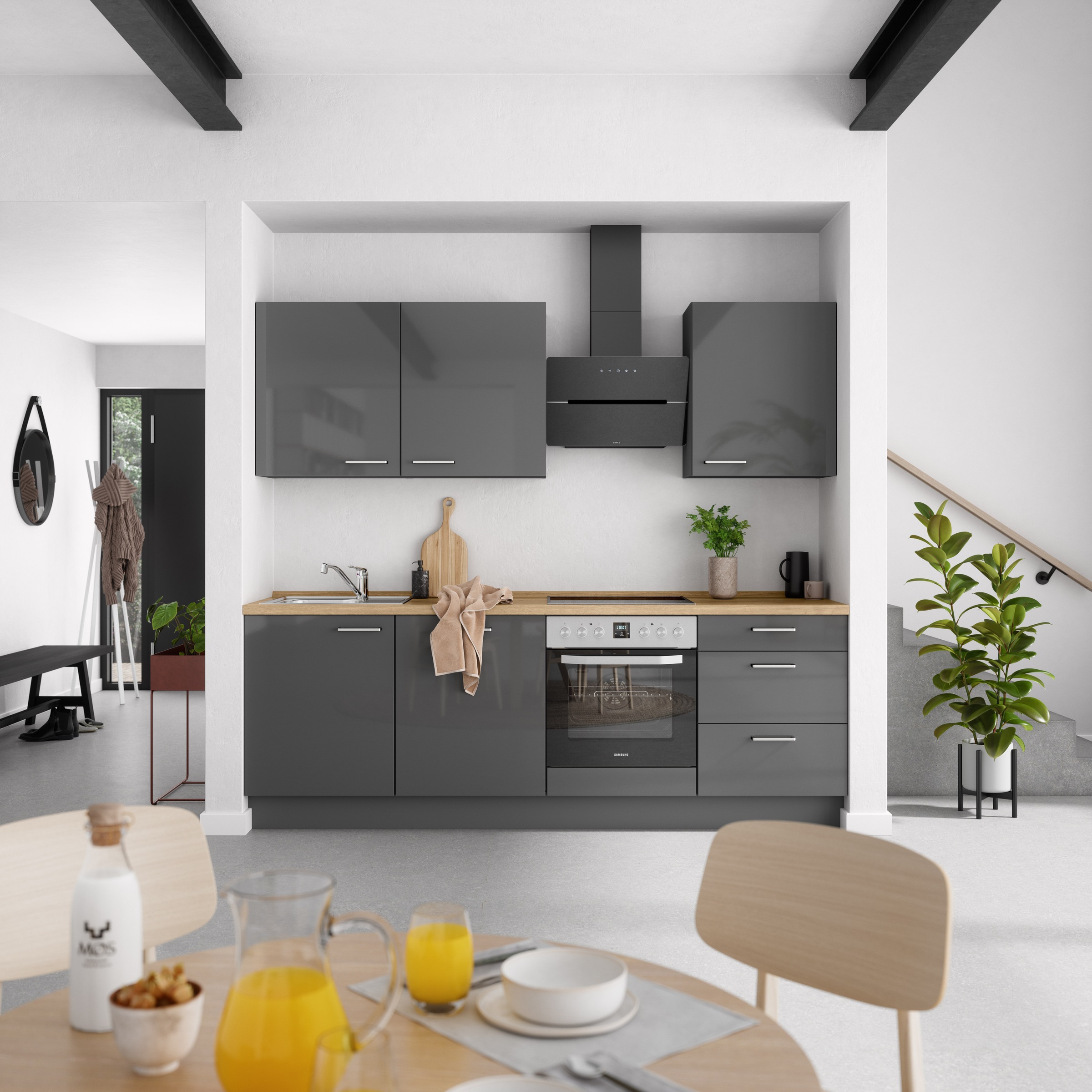 nobilia® Küchenzeile »"Flash II"«, vormontiert, Ausrichtung wählbar, Breite 240 cm, wahlw. mit E-Geräten