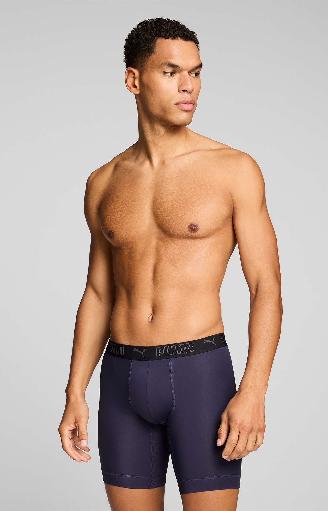 PUMA Langer Boxer »PUMA MEN SPORT MICROFIBER LONG BOXERS 2P« mit Logo-Bund