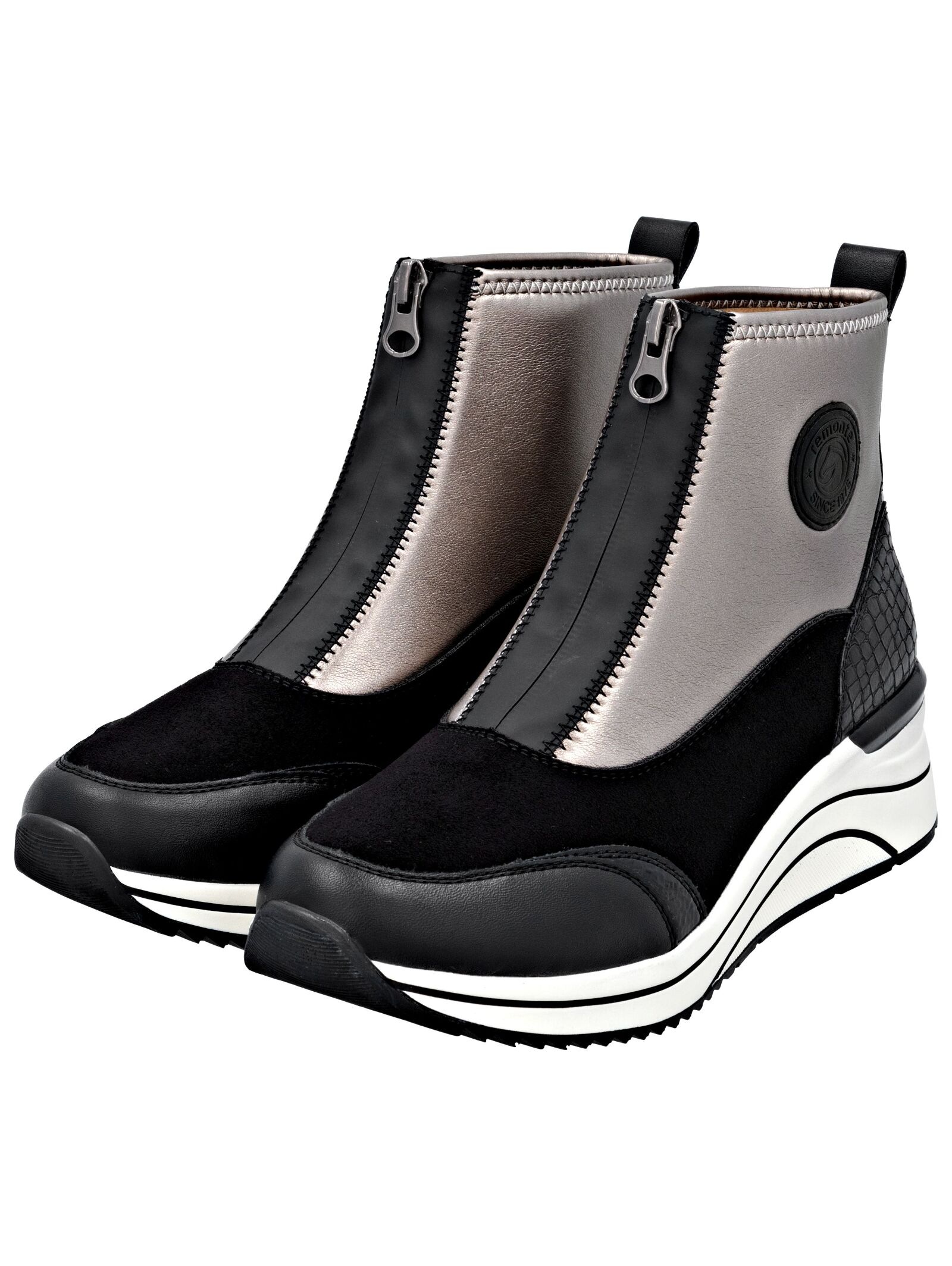 Stiefelette REMONTE "Remonte Stiefelette Lederimitat", Damen, Gr. 42, schwarz (schwarz, silber), Lederimitat, Schuhe Stiefelette 3