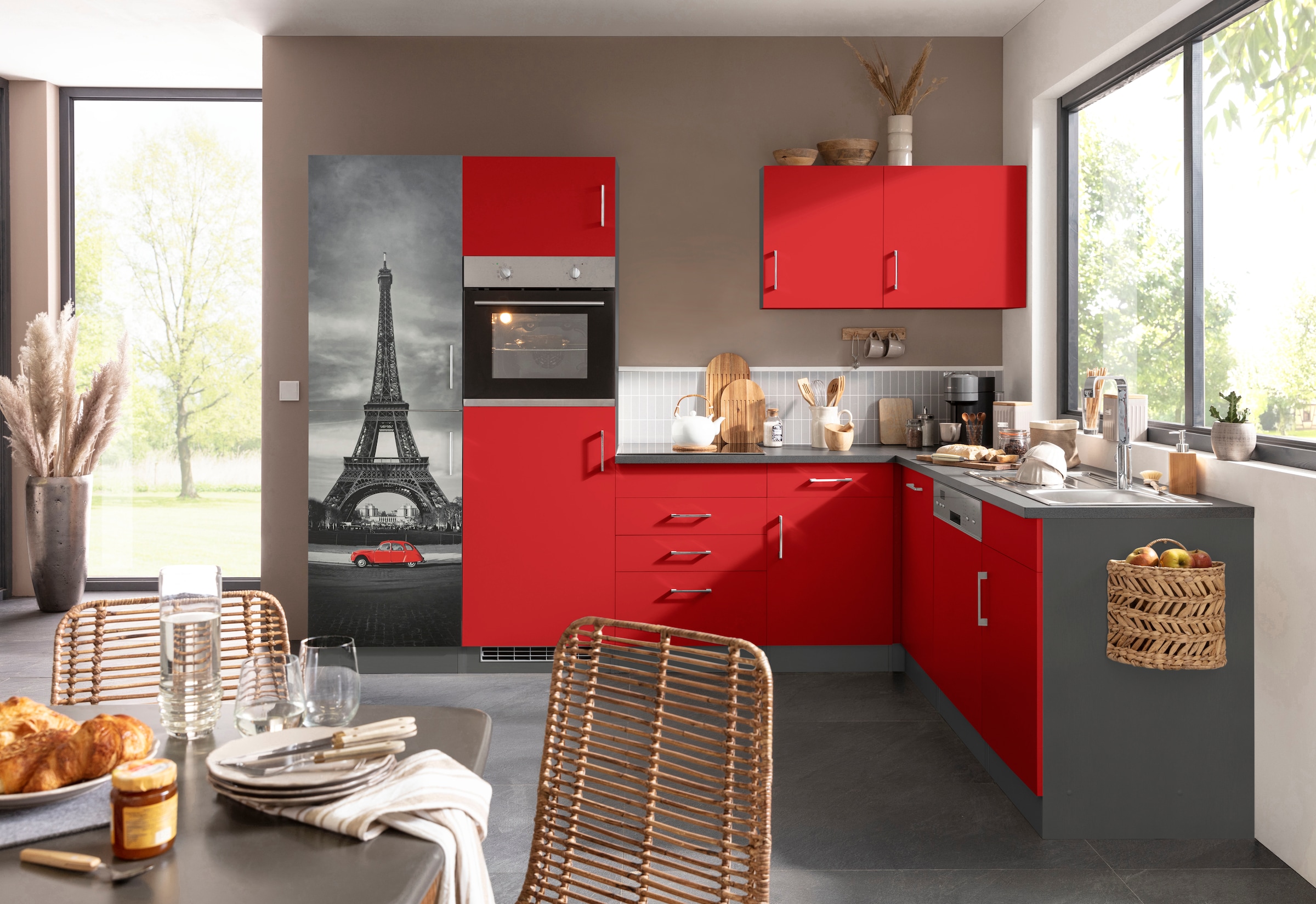 HELD MÖBEL Winkelküche »Paris«, ohne E-Geräte, Stellbreite 290/220 cm