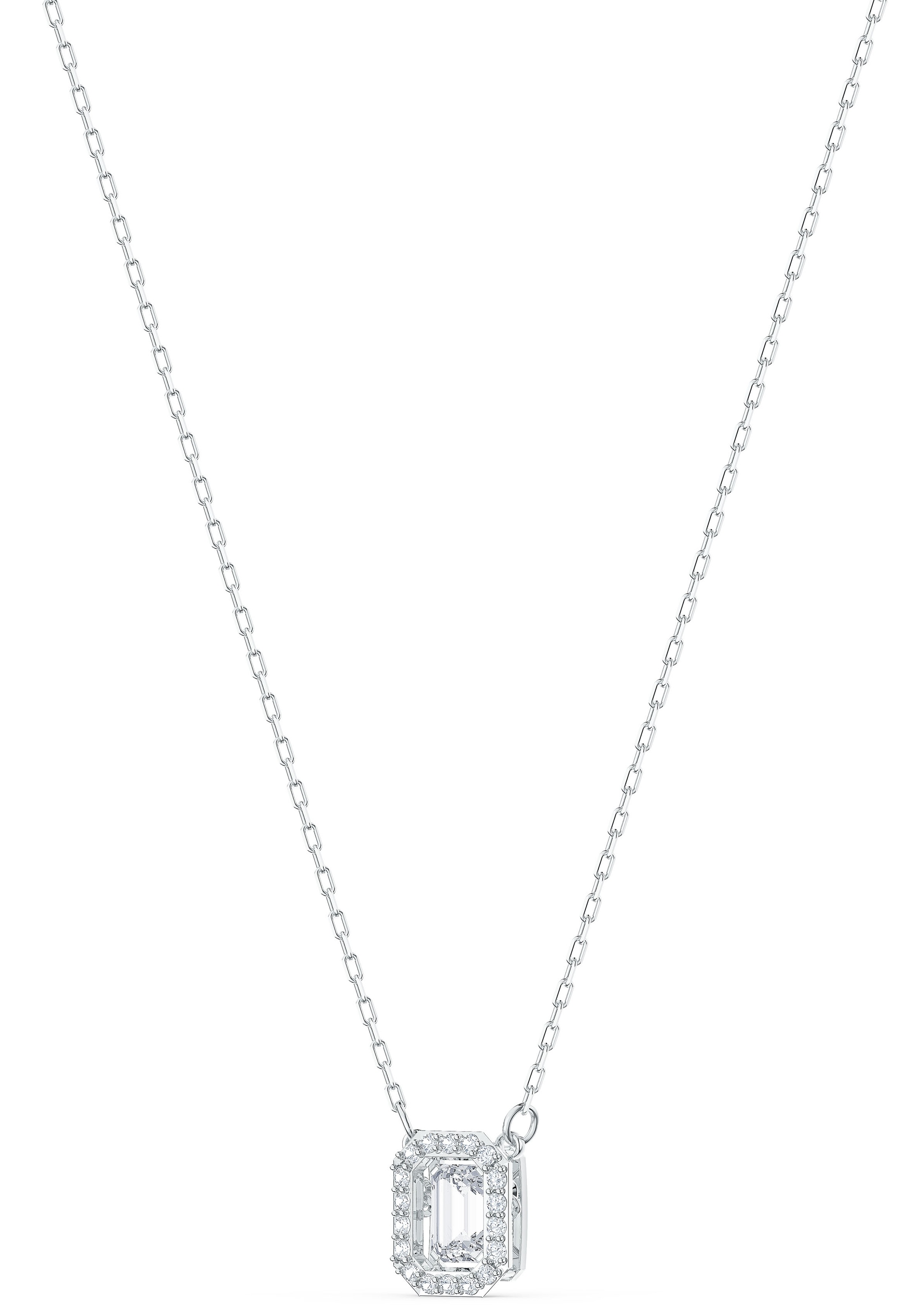 Kette mit Anhänger SWAROVSKI "Una Millenia Dc", silber (metallfarben, kristallweiß), Halsketten, Damen, Metall, L: 43, mit Swarovski Kristall, Swarovski Zirkonia (synth.) 3