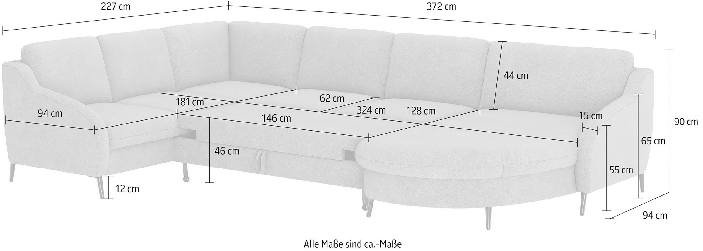 sit&more Wohnlandschaft »Soul U-Form«, wahlweise mit Bettfunktion und Schubkasten