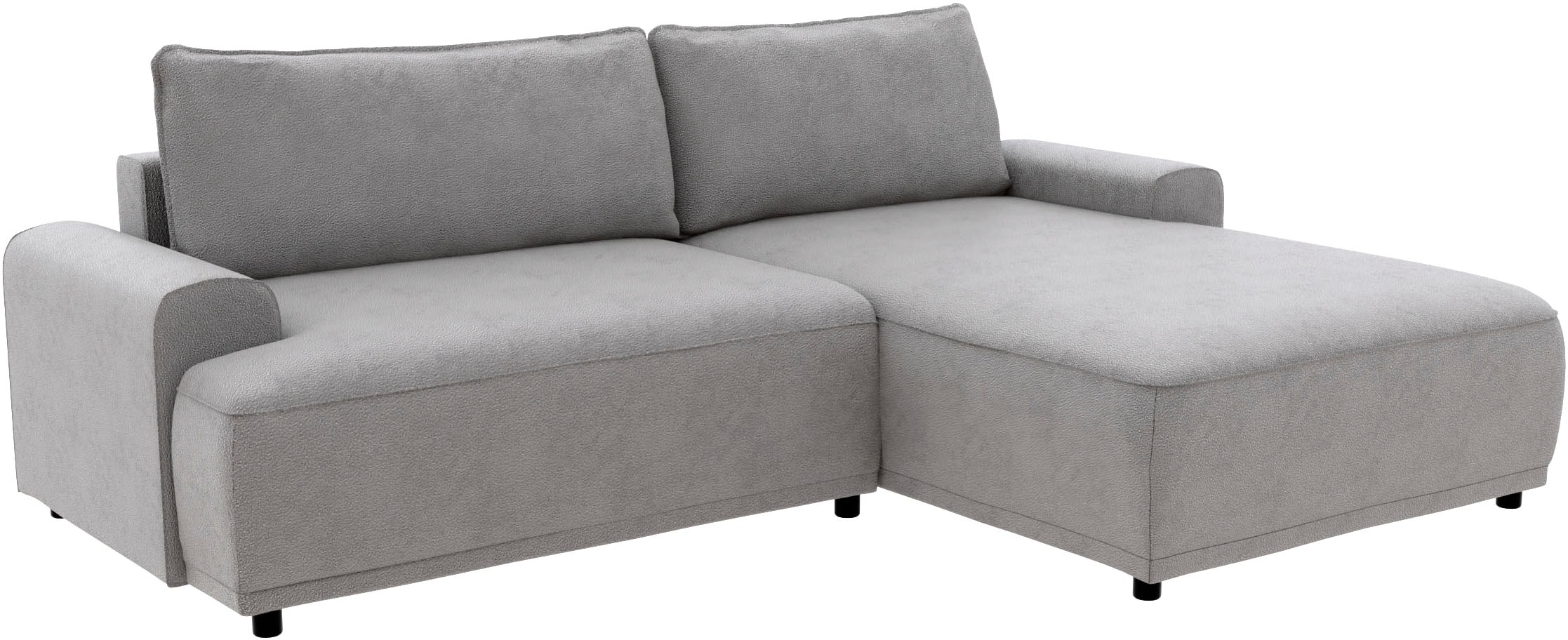 TRENDMANUFAKTUR Ecksofa »Fordon, Schlafsofa mit Bettkasten, Couch in L-Form, Breite 250 cm«, in Struktur fein LEO, haustierfreundlich, schlamm, Recamiere rechts