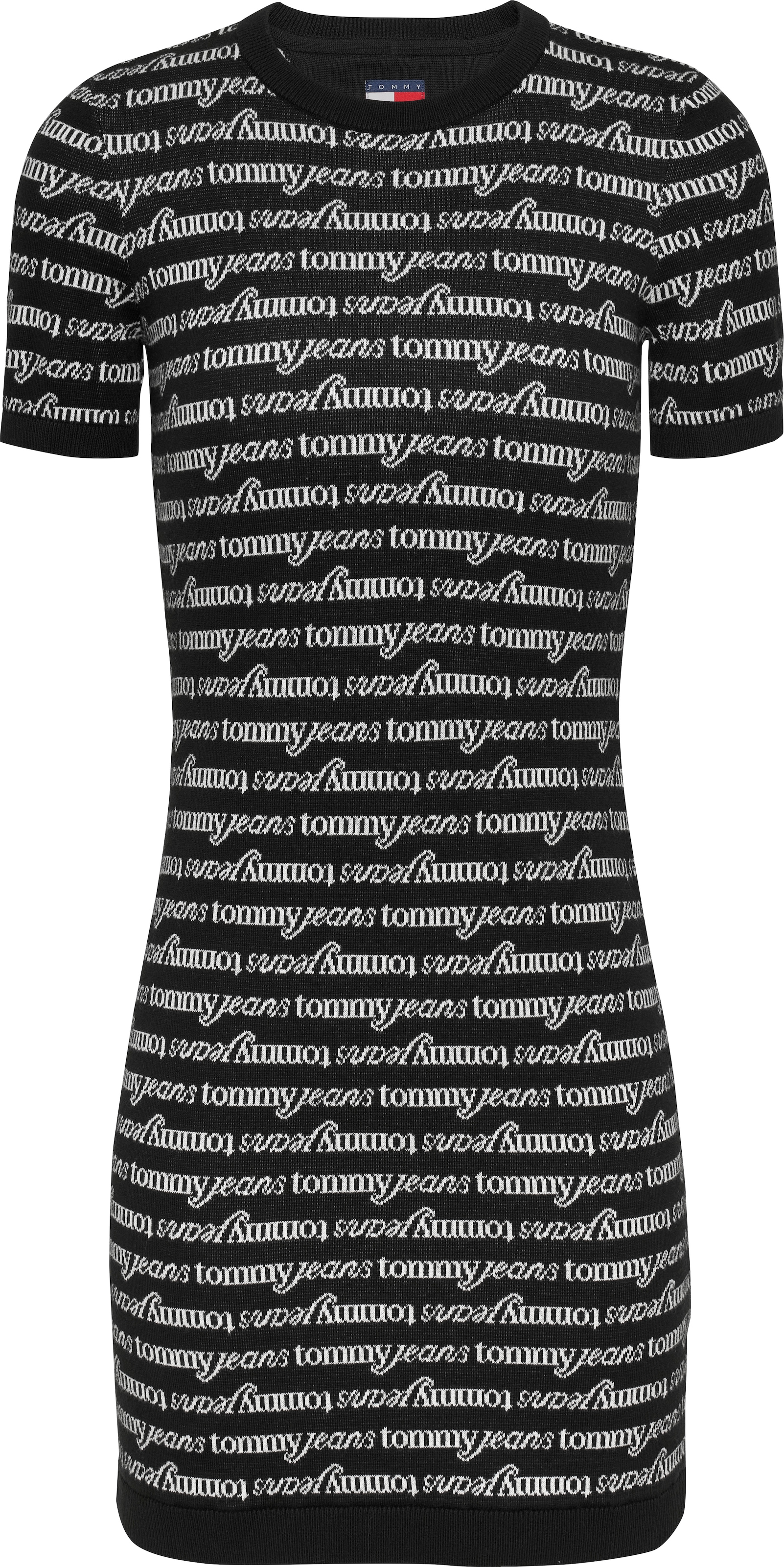 Tommy Jeans Strickkleid »TJW SCRIPT AOP SWEATER DRESS«, mit Logo-Allover-Muster