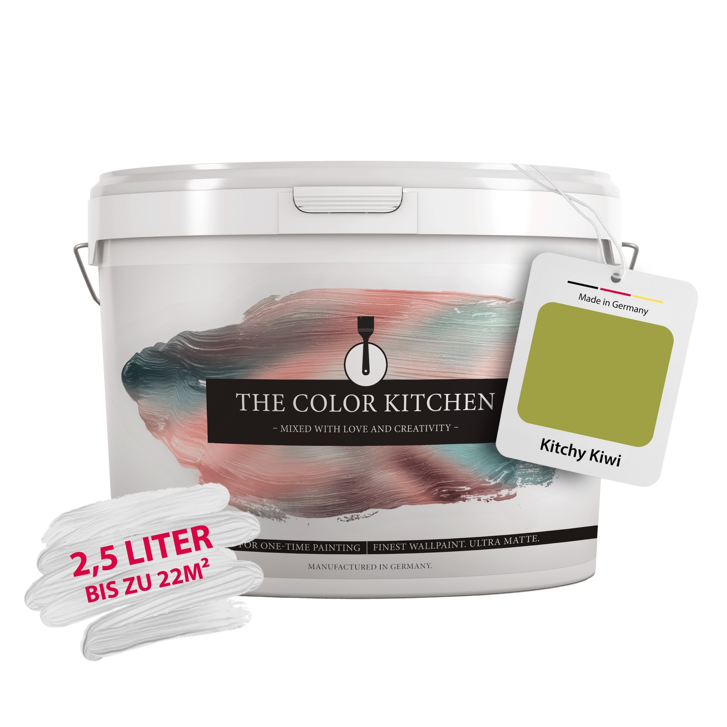 A.S. CRÉATION Wand- und Deckenfarbe "Seidenmatt Innenfarbe THE COLOR KITCHEN", 2,5 l 2,5ml, grün, Farben, für Wohnzimmer Schlafzimmer Flur Küche,