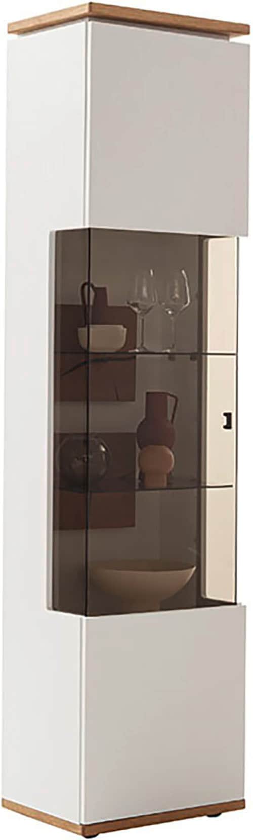 MCA furniture Vitrine »Matadi Vitrine« 1 Stk. tlg. Vitrine,Glasschrank,Weiß,Holzabsetzung,1 Tür,gedämpft, B: 50cm