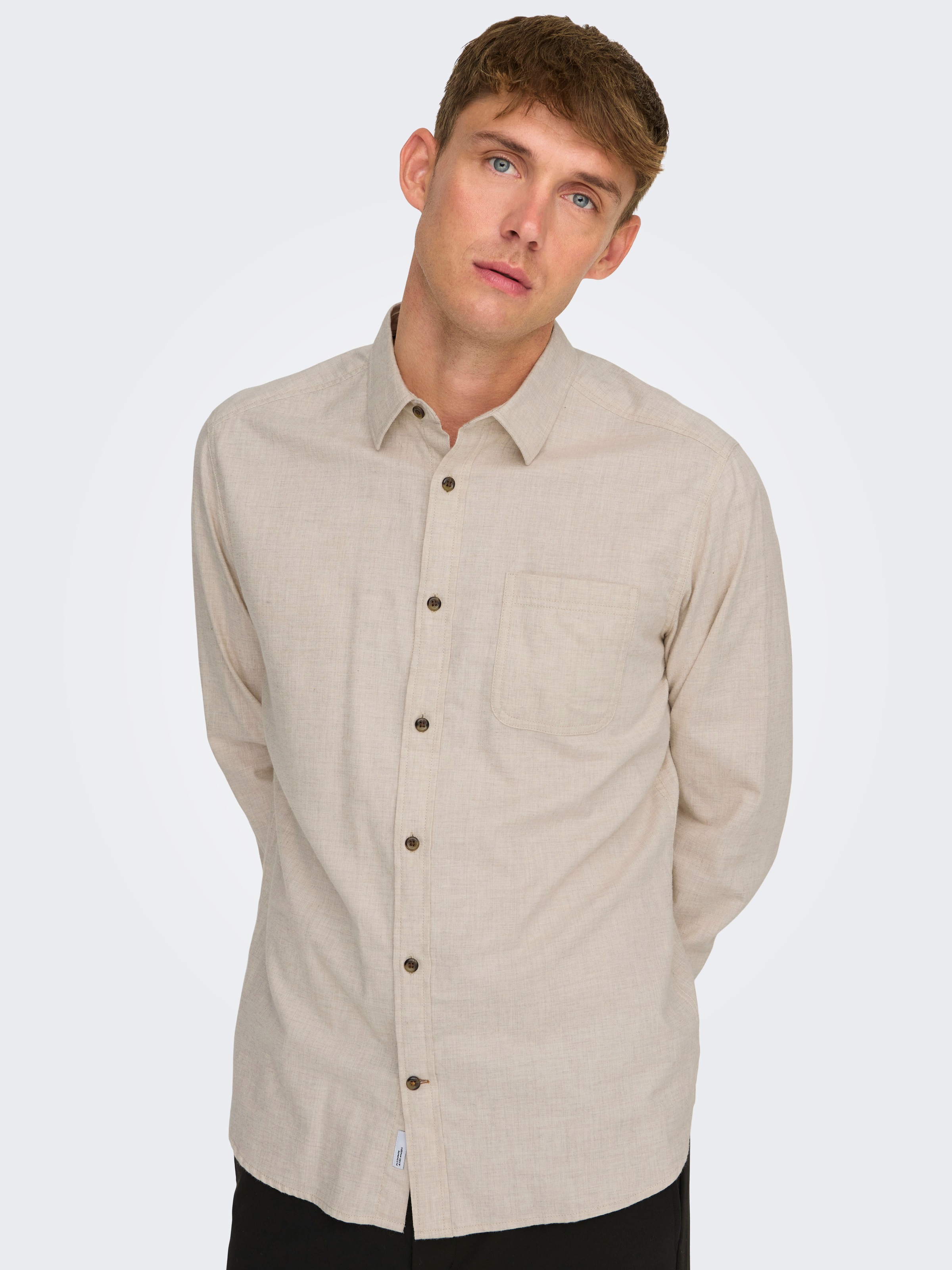 ONLY & SONS Langarmhemd "ONSROAD LIFE REG MELANGE LS SHIRT NOOS" günstig online kaufen