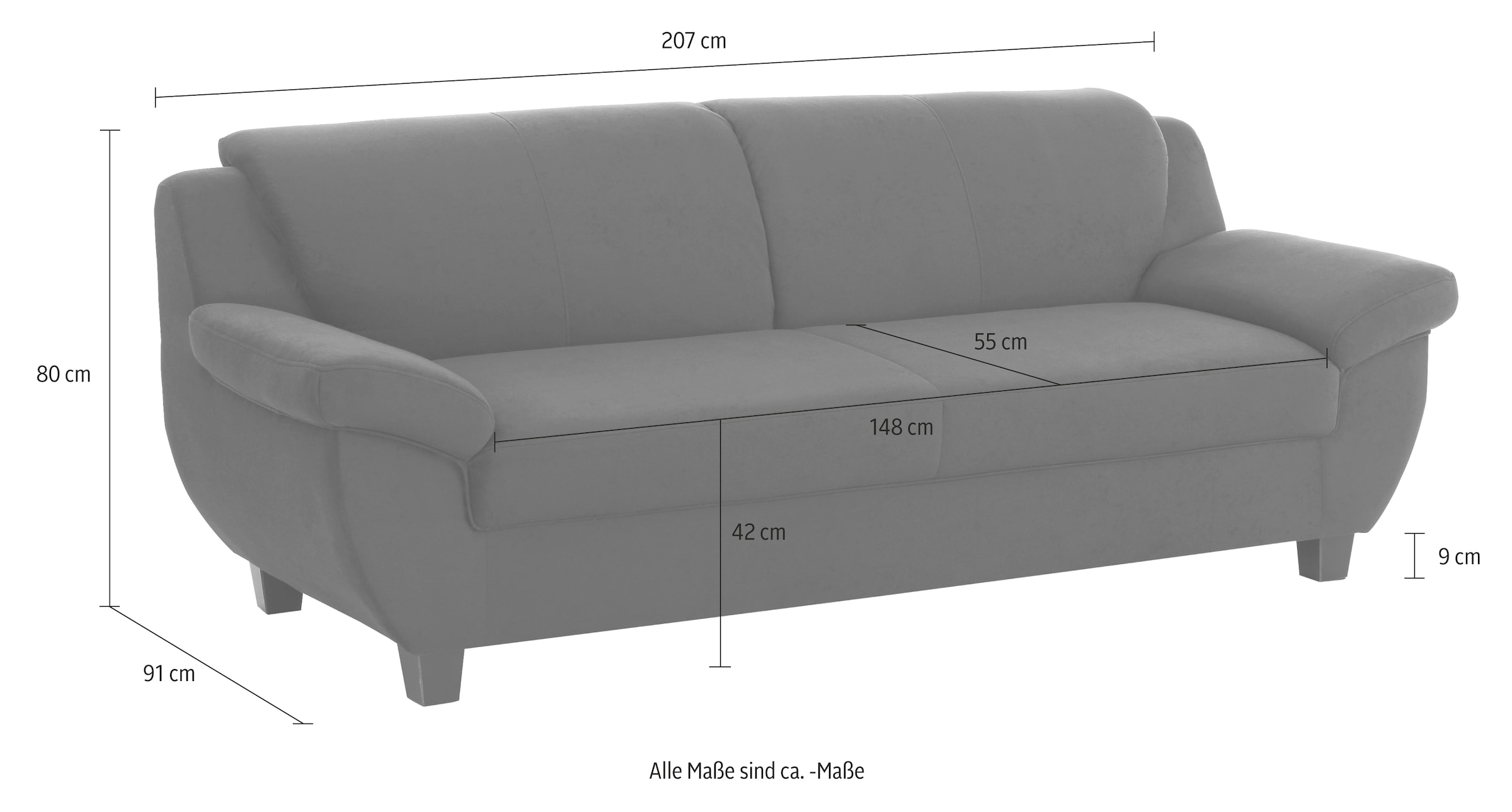 Home affaire 3-Sitzer »Yesterday Sitzbelastung 140 kg«, Belastbarkeit bis 140 kg pro Sitzfläche