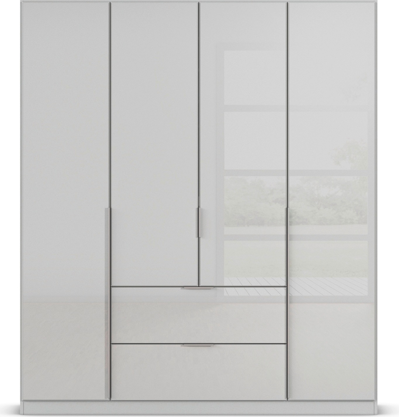 rauch Drehtürenschrank »Kleiderschrank Kleiderschränke Schrank Garderobe AGORDO mit Glasfront«, (in zwei Griff-Farben mit Glasfront), mit Außenschubkästen, in 6 Breiten und 2 Höhen MADE IN GERMANY