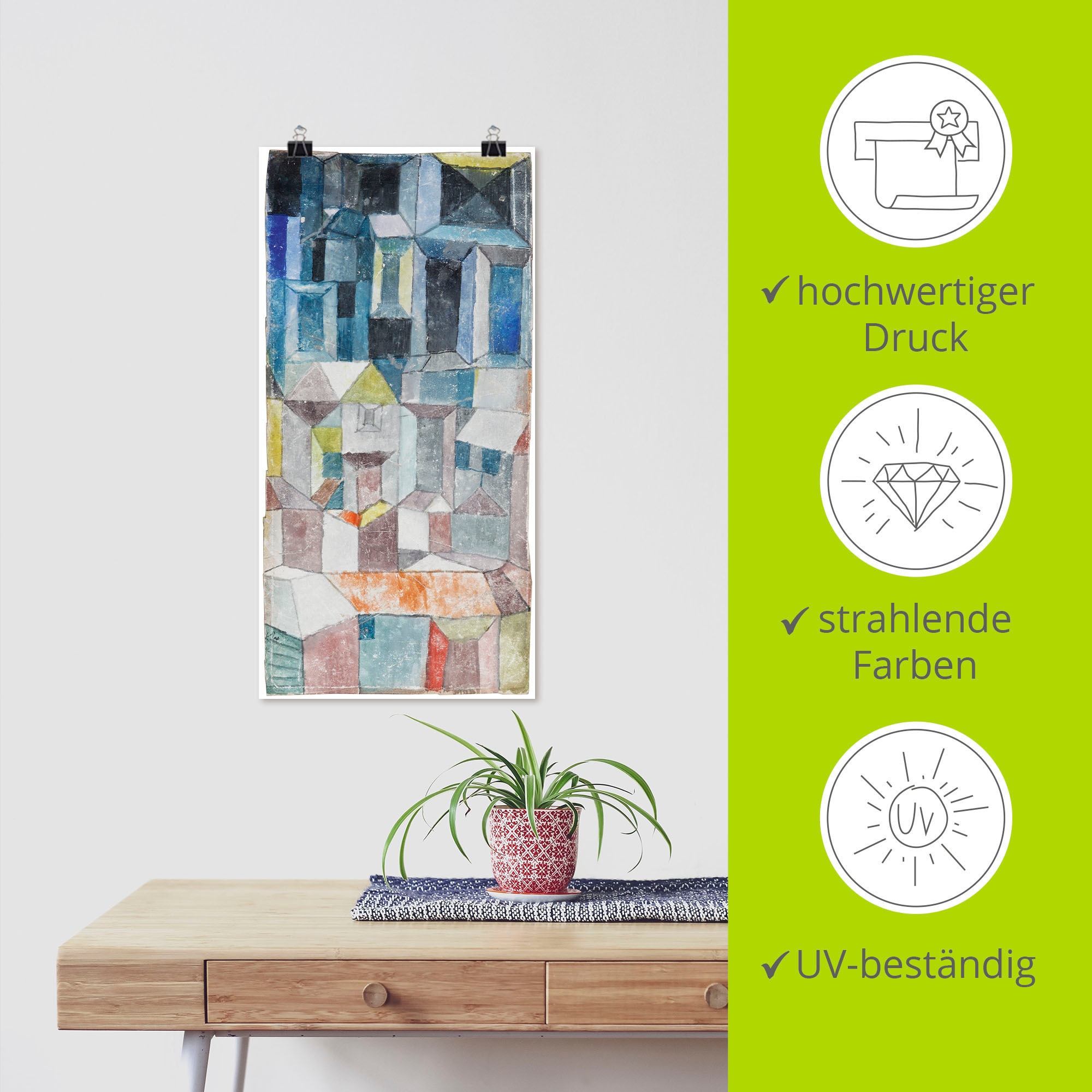 Artland Alu-Dibond-Druck »Stadt emporwachsend, sich verdüsternd.«, Muster, (1 St.), für Innen- und Außenbereich geeignet, Outdoorbild