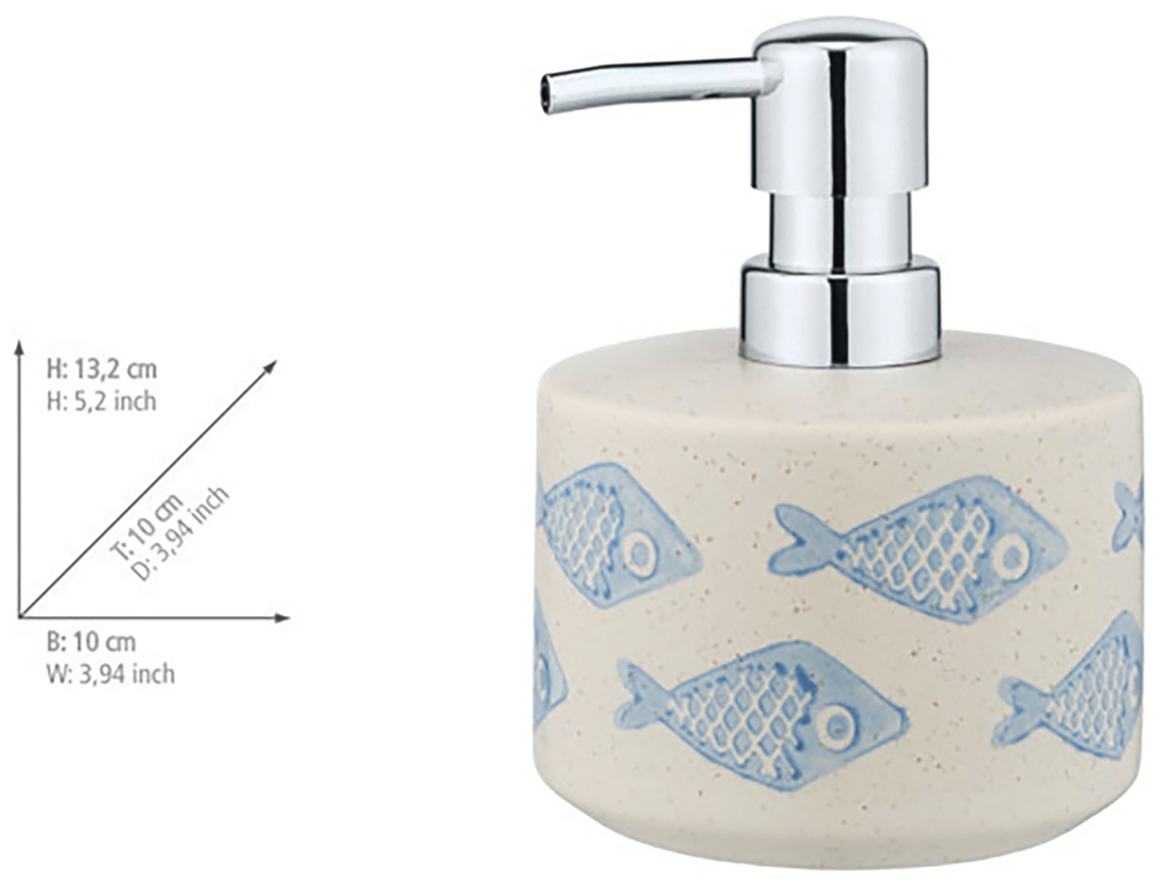 WENKO Badaccessoire-Set »Modell Aquamarin Beige«, (2 tlg.), Seifenspender und Zahnputzbecher, Keramik, maritimes Motiv, handbemalt