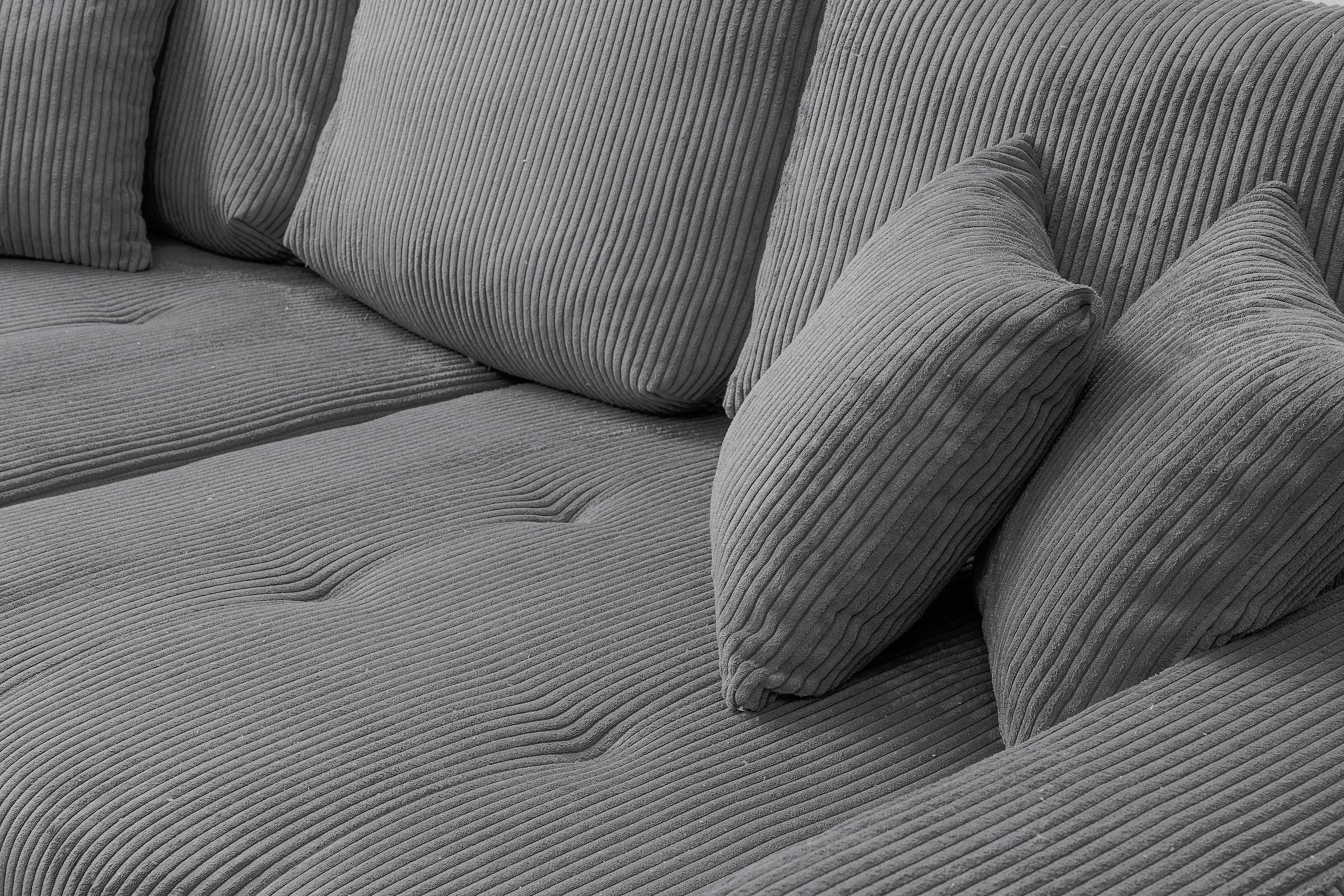 WERK2 Big-Sofa »Rimini 240 cm breit Cord XXL Couch mit großer Sitztiefe, 4-Sitzer« Megasofa mit 4 Sitzplätzen, losen Rückenkissen & Zierkissen