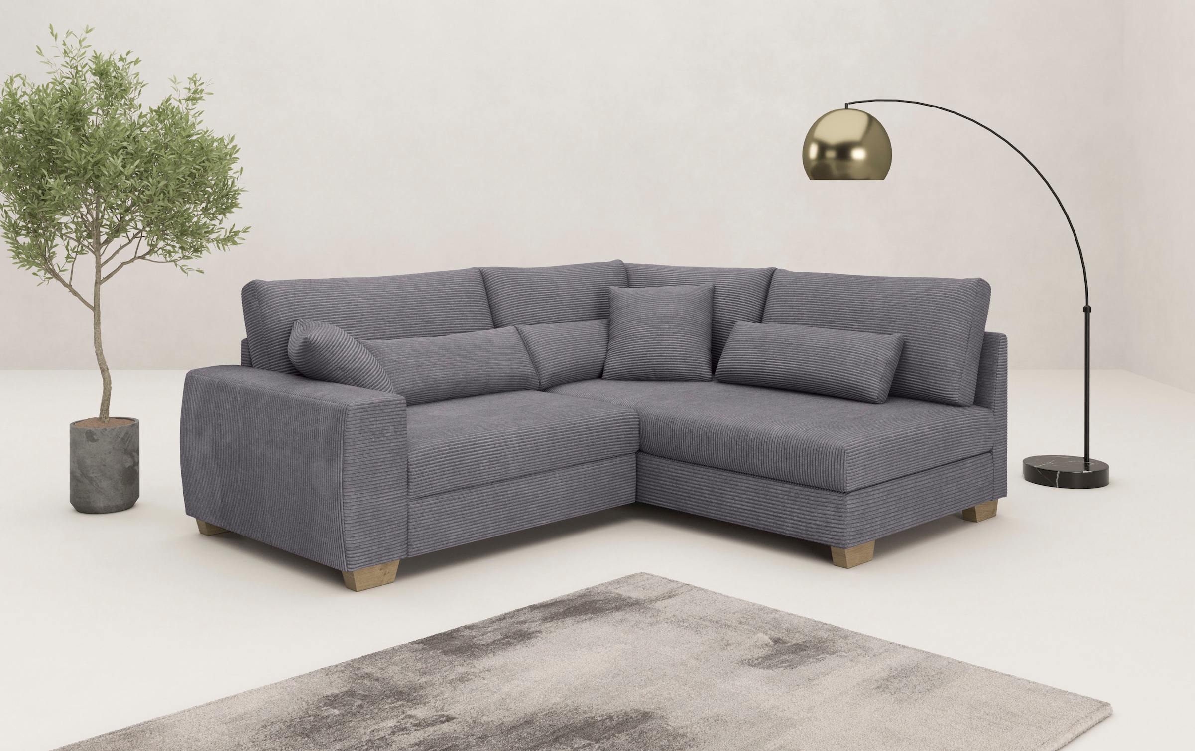 Mr. Couch Ecksofa "Hilla L-Form" Mit Federkern, wahlweise mit Bettfunktion günstig online kaufen