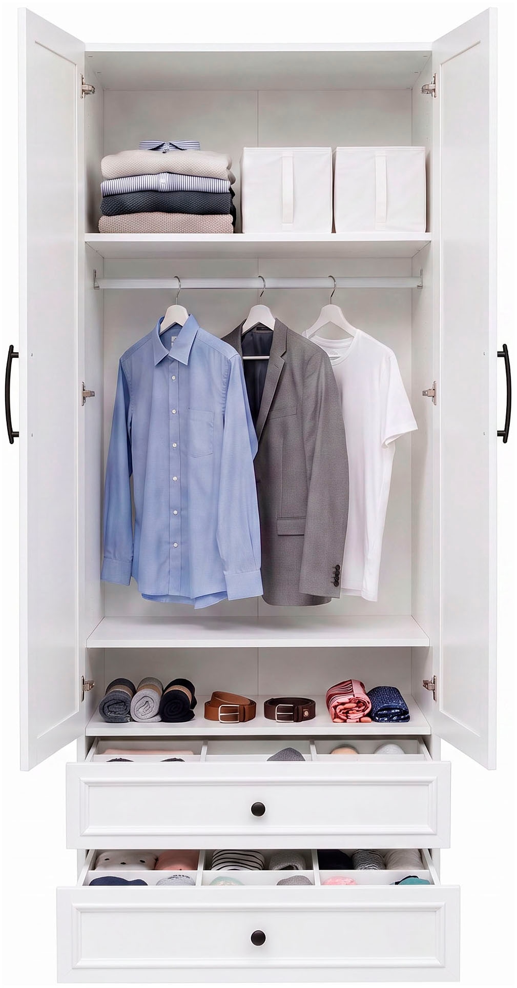 OTTO home Kleiderschrank »Arrian, weiß, 80 cm, 2 Türen, 2 Schubladen« EXTRA VIEL PLATZ FÜR IHRE GARDEROBE