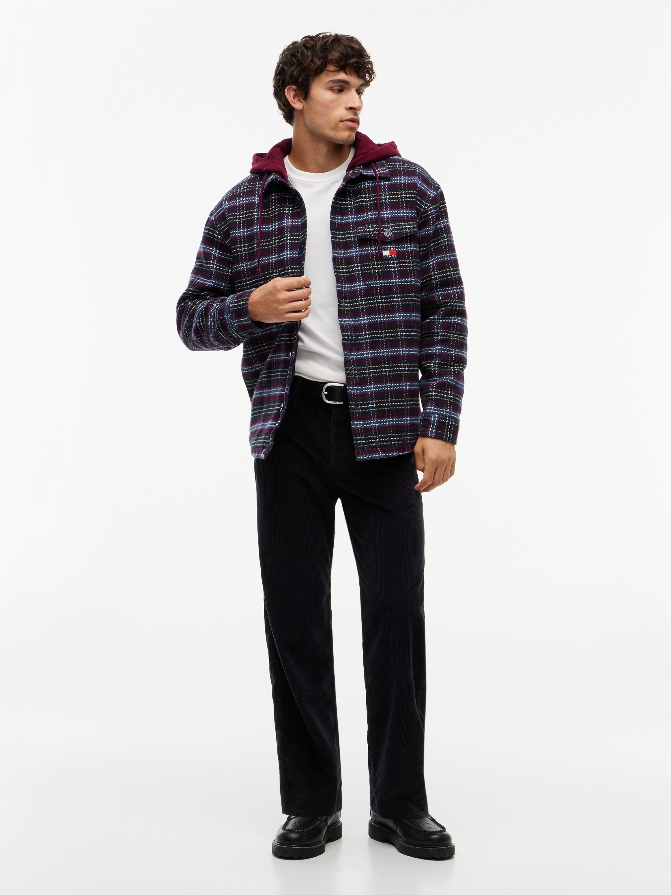 Tommy Jeans Hemdjacke »TJM LOGO HOODED OVERSHIRT« mit Kapuze Oversized Fit