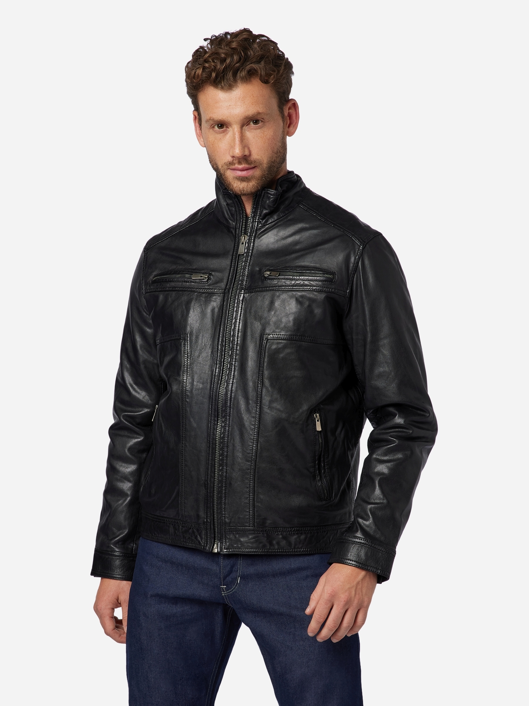 RICANO Bikerjacke »Lederjacke Albert« ohne Kapuze Handgefertigt aus echtem Leder