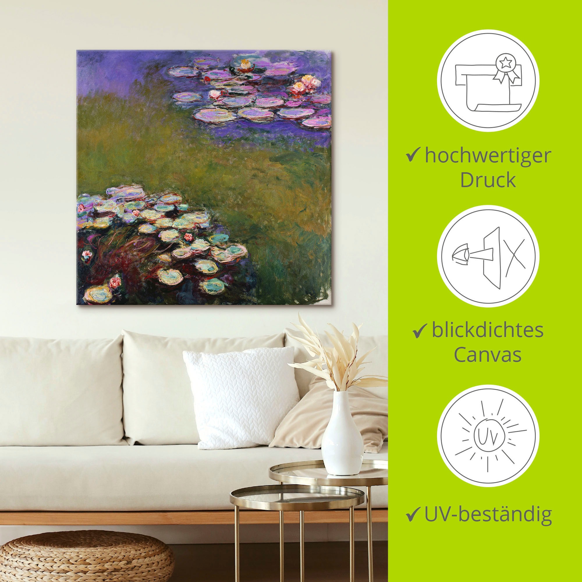 Artland Leinwandbild »Seerosen.«, Blumen, (1 St.), auf Keilrahmen gespannt