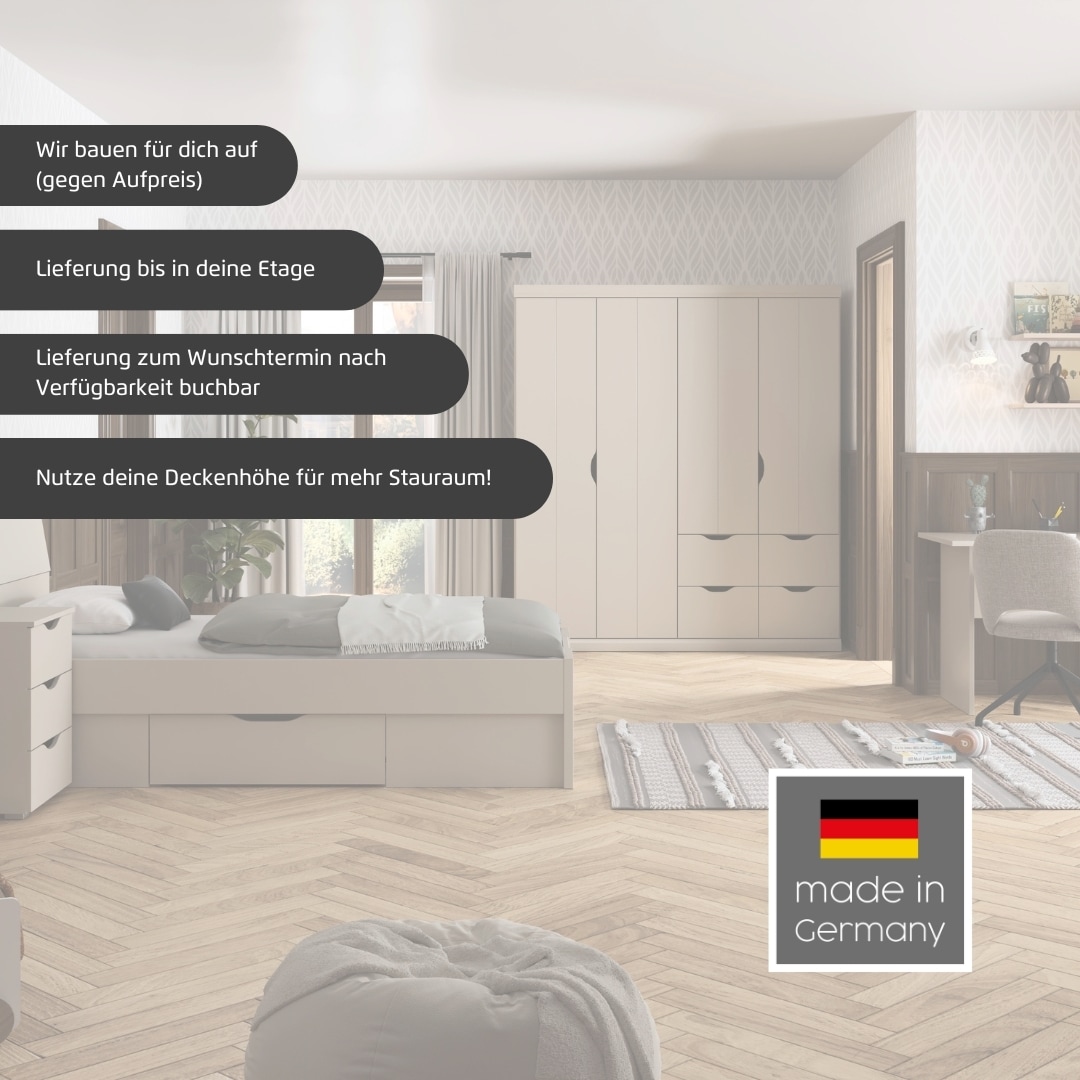 rauch Jugendzimmer-Set »Marlene«, (Set, 4 tlg., in 3 verschiedenen Ausstattungen BASIC/CLASSIC/PREMIUM), erhältlich in verschiedenen Bett- und Schrank-Breiten MADE IN GERMANY