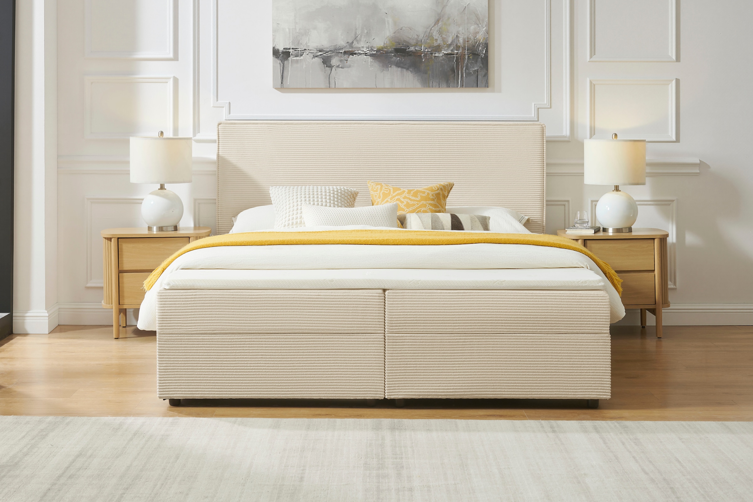 OTTO home Boxbett »Eliaas inkl. Bettkasten und Topper, Liegefläche 180x200cm« erhältlich in hochwertigem Cord-Stoff und der Größe 180x200cm