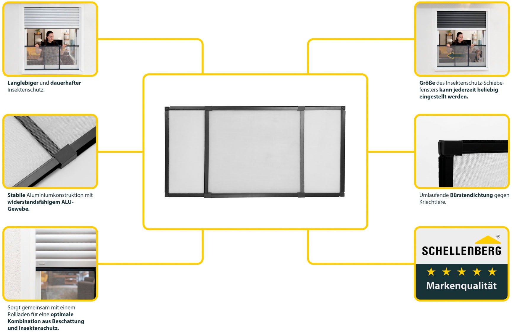 SCHELLENBERG Insektenschutz-Fensterrahmen »"Insectstop Slide", ausziehbares Fliegengitter mit Aluminiumgewebe«, ohne bohren, max. 50 x 142 cm in weiß und anthrazit