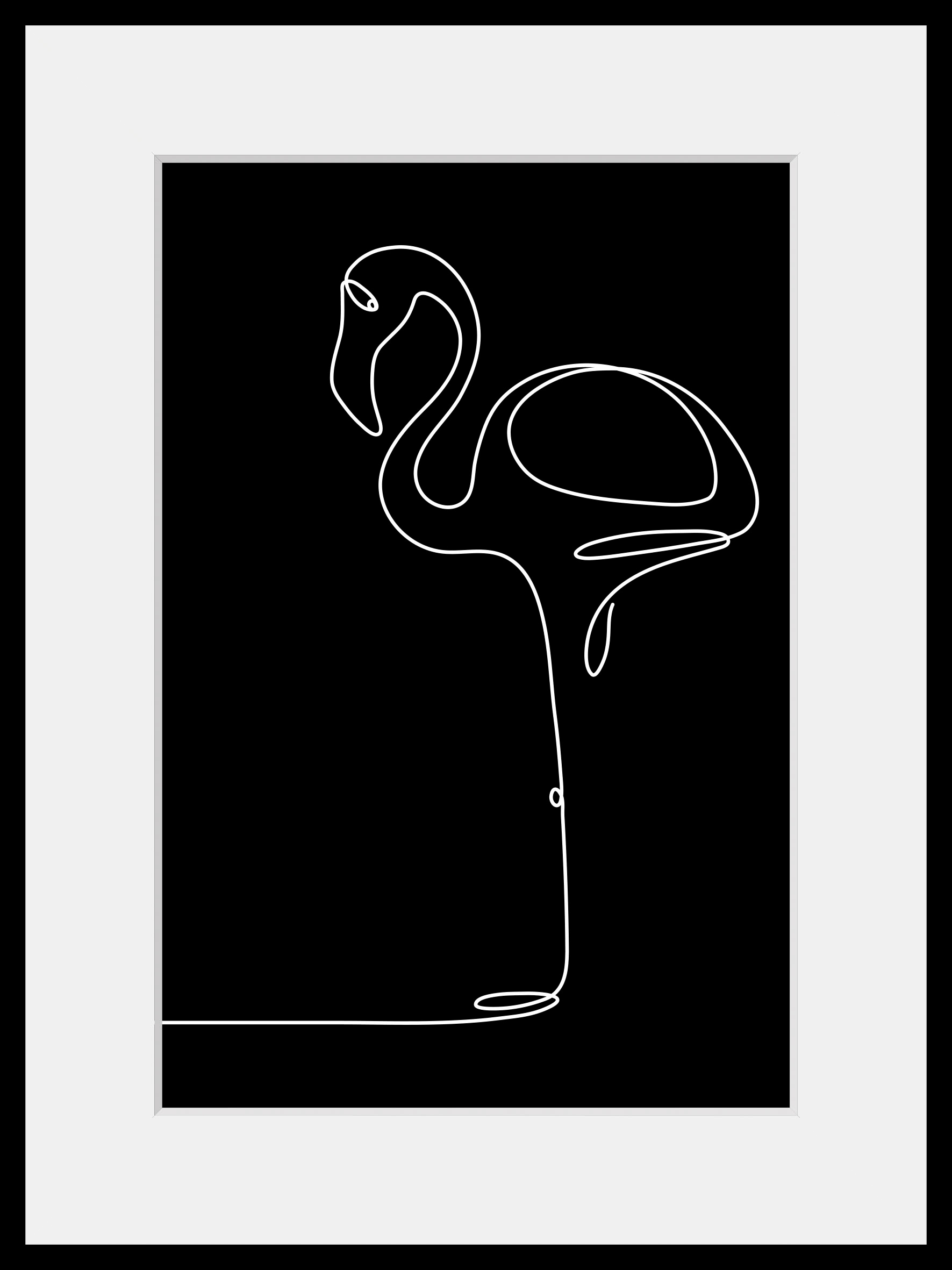 queence Bild »Stine«, Flamingos-Kunst-Schwarz-Weiß, (1 St.), HD Premium Poster-Druck inkl. Holzrahmen