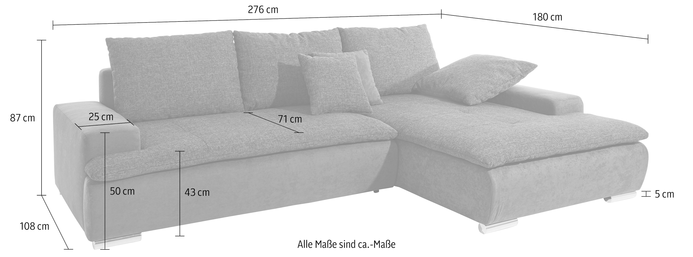 Mr. Couch Ecksofa »Haiti L-Form«, wahlweise mit Kaltschaum (140kg Belastung/Sitz), RGB-Beleuchtung