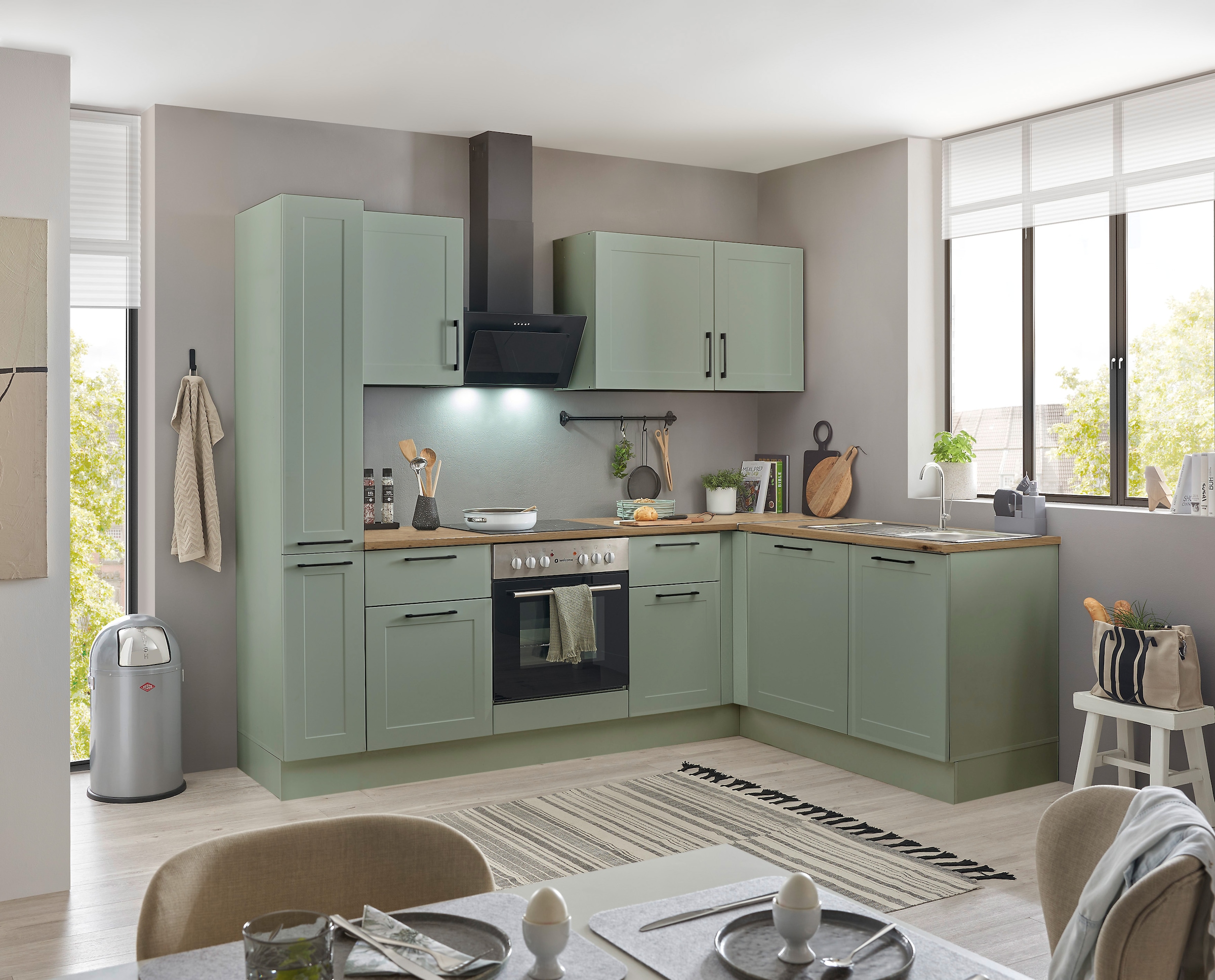 BASIC by Balculina Winkelküche »Marsi«, Stellmaße 250x175 cm, wahlweise mit E-Geräten, Soft-Close-Funktion