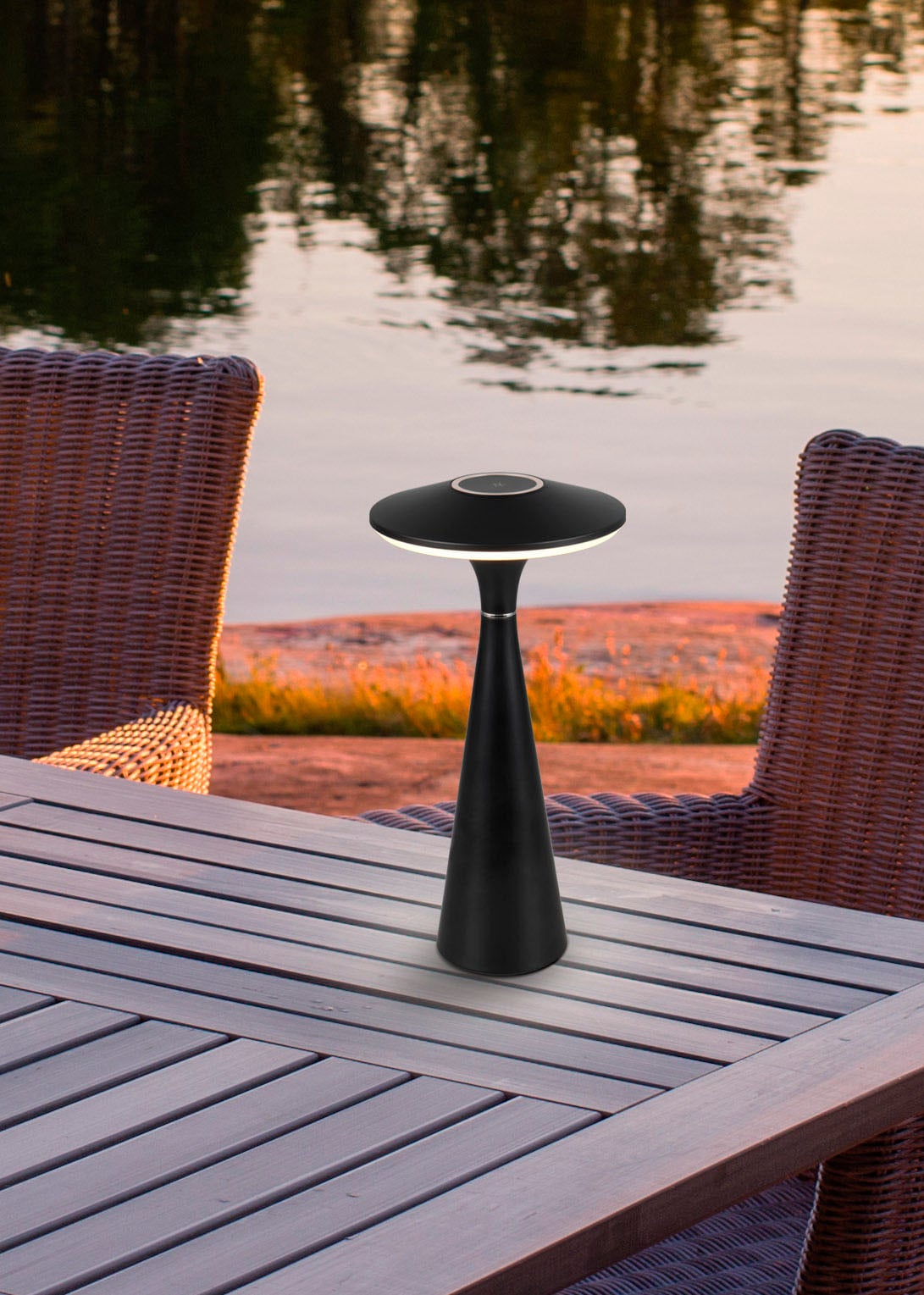 REALITY Leuchten LED Tischleuchte »TORREZ« LED-Board 1 Stk. warmweiß - kaltweiß in-Outdoor Akku Tischlampe mit USB-C, dimmbar, Lichtfarbe einstellbar