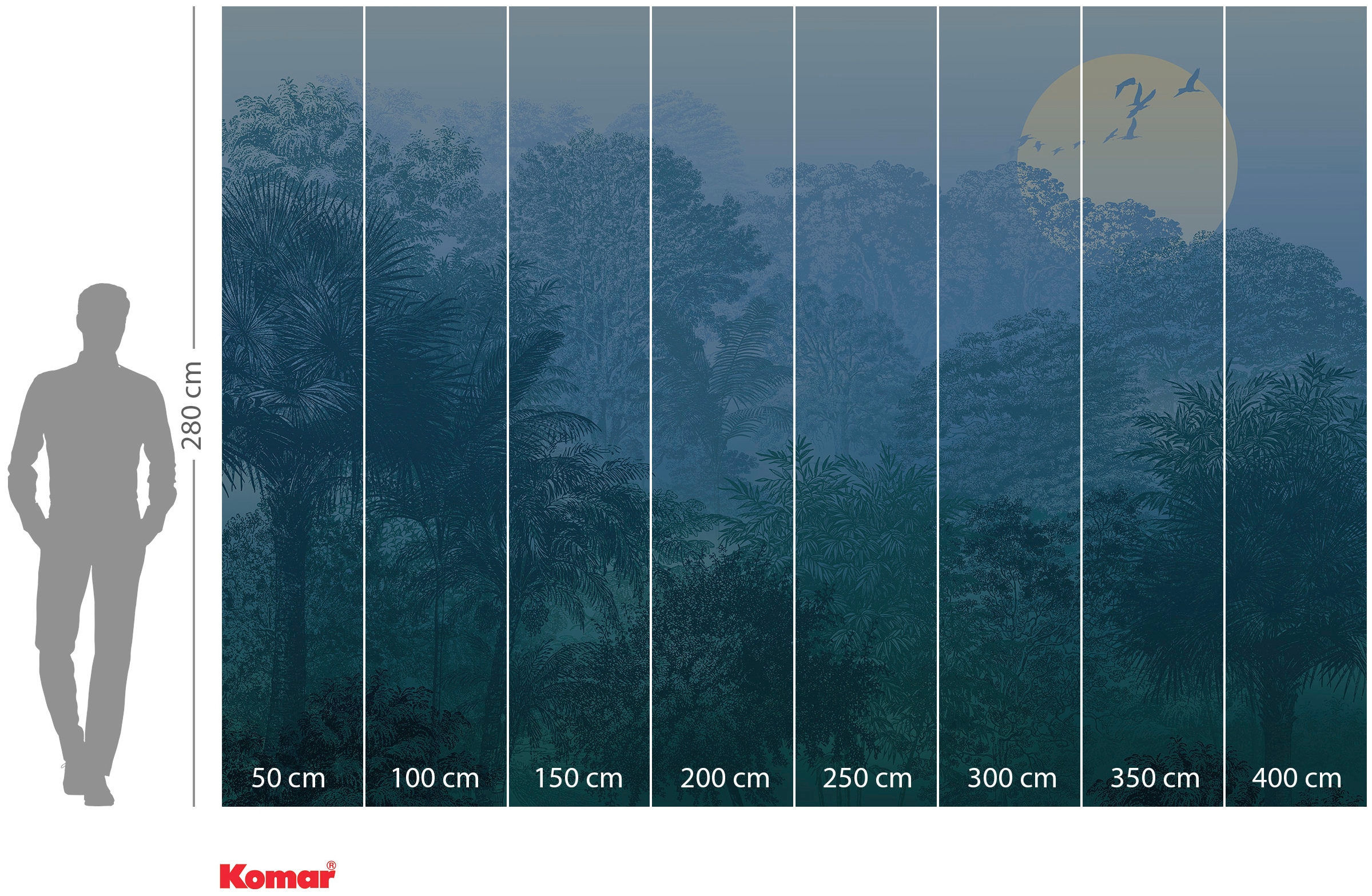Komar Vliestapete »Digitaldruck Vlies -  Deep in the Jungle - Größe 400 x 280 cm« bedruckt glatt Wohnzimmer, Schlafzimmer