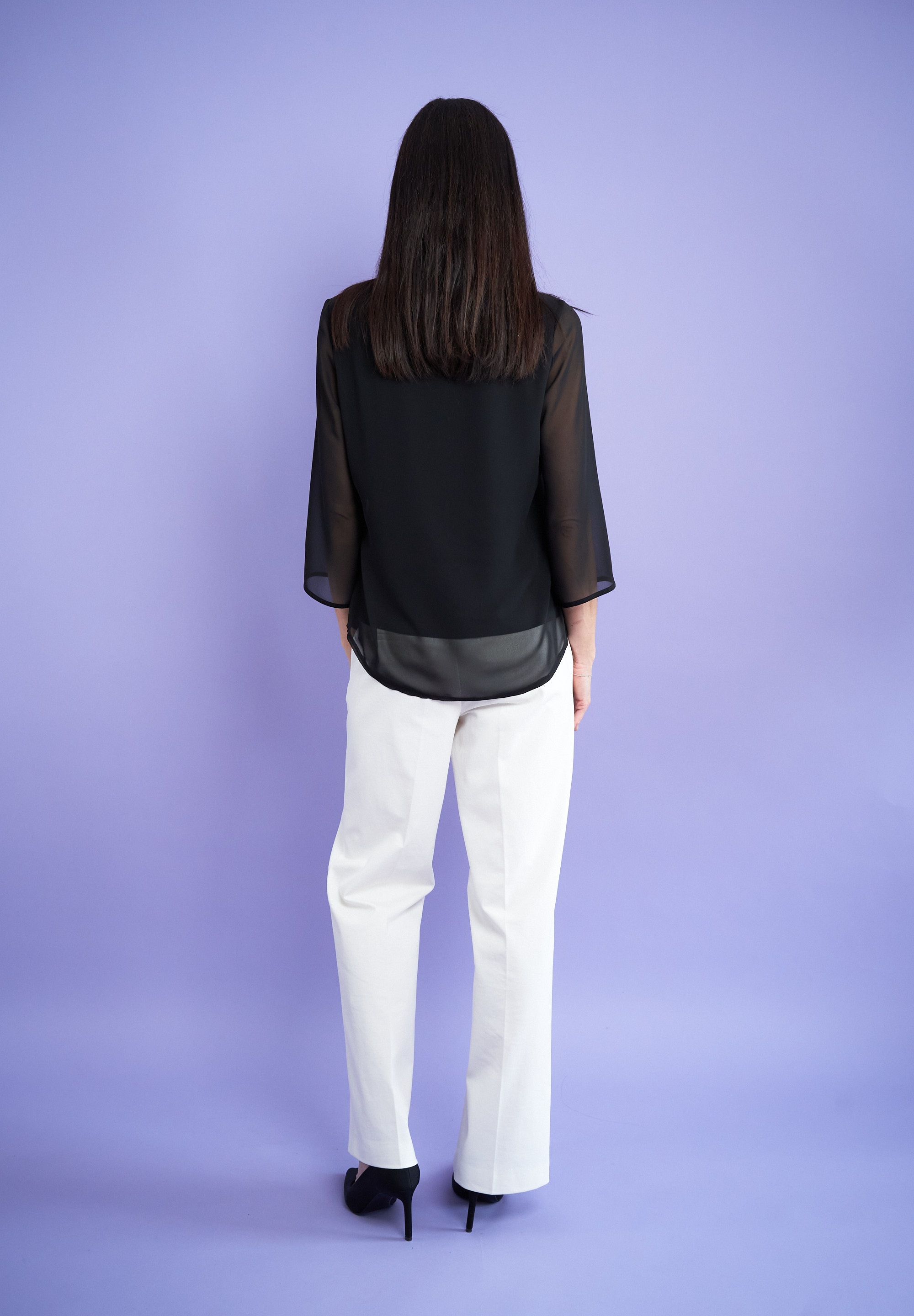 Seidel Moden Chiffonbluse, 3/4 -Arm mit transparenten Ärmeln und MADE IN GERMANY