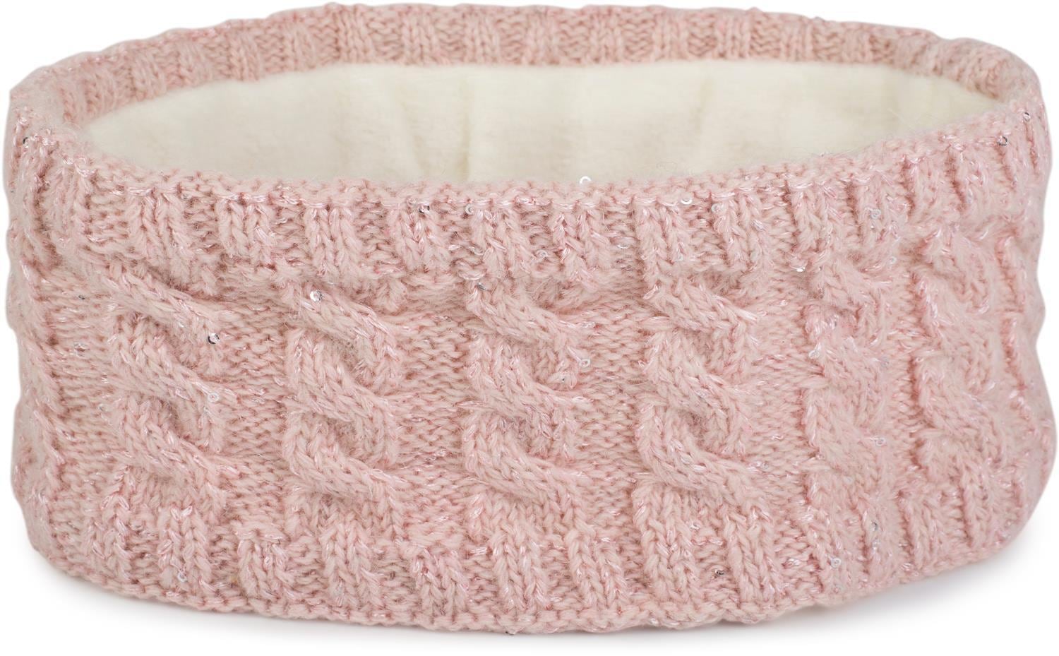 styleBREAKER Stirnband "Strick Stirnband Zopfmuster Pailletten" 1 Stk.