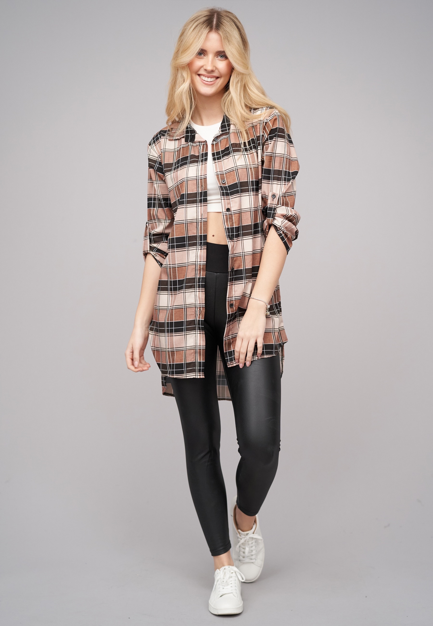 CLOUD 5IVE Klassische Bluse »CLOUD 5IVE Turn Up 3/4 Arm Bluse kariert small«