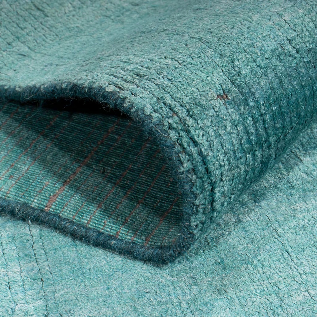 morgenland Wollteppich »Gabbeh - Loribaft Softy - 145 x 78 cm - hellblau«, rechteckig, Wohnzimmer, Einzelstück