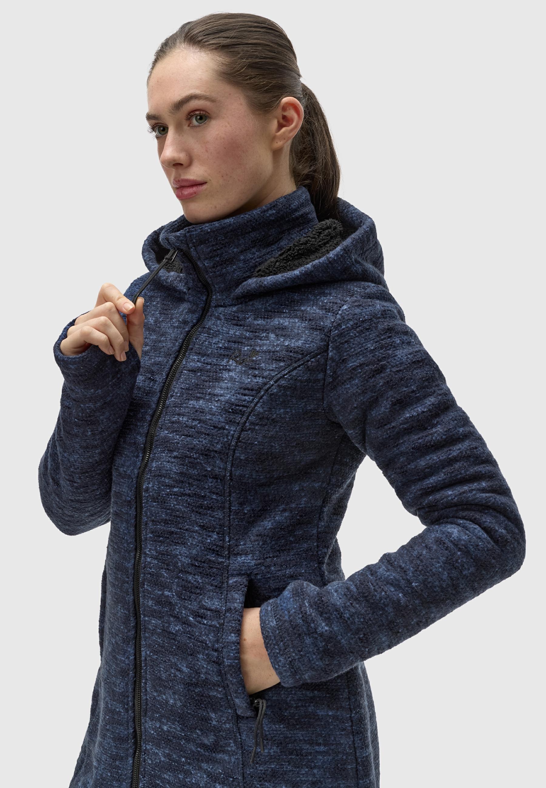 Ragwear Longstrickjacke »Leysha Melange«, Sportliche Kapuzenjacke in melierter Strick-Optik