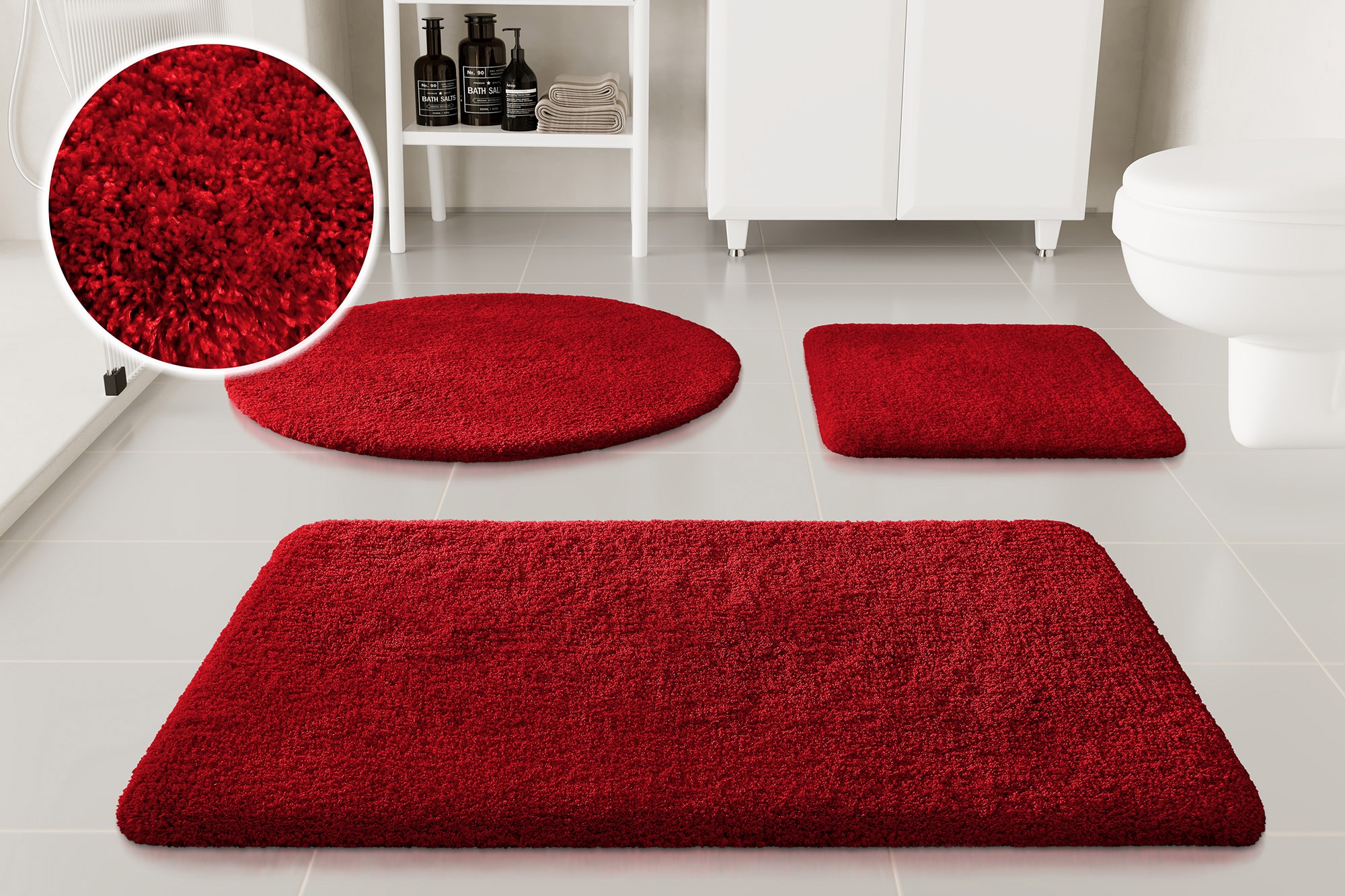 Badematte OTTO HOME, H:30mm, rot, Polyester, Badematten, "Kaarin", Badteppich, getuftet, flauschig, hochflor, große Farbauswahl