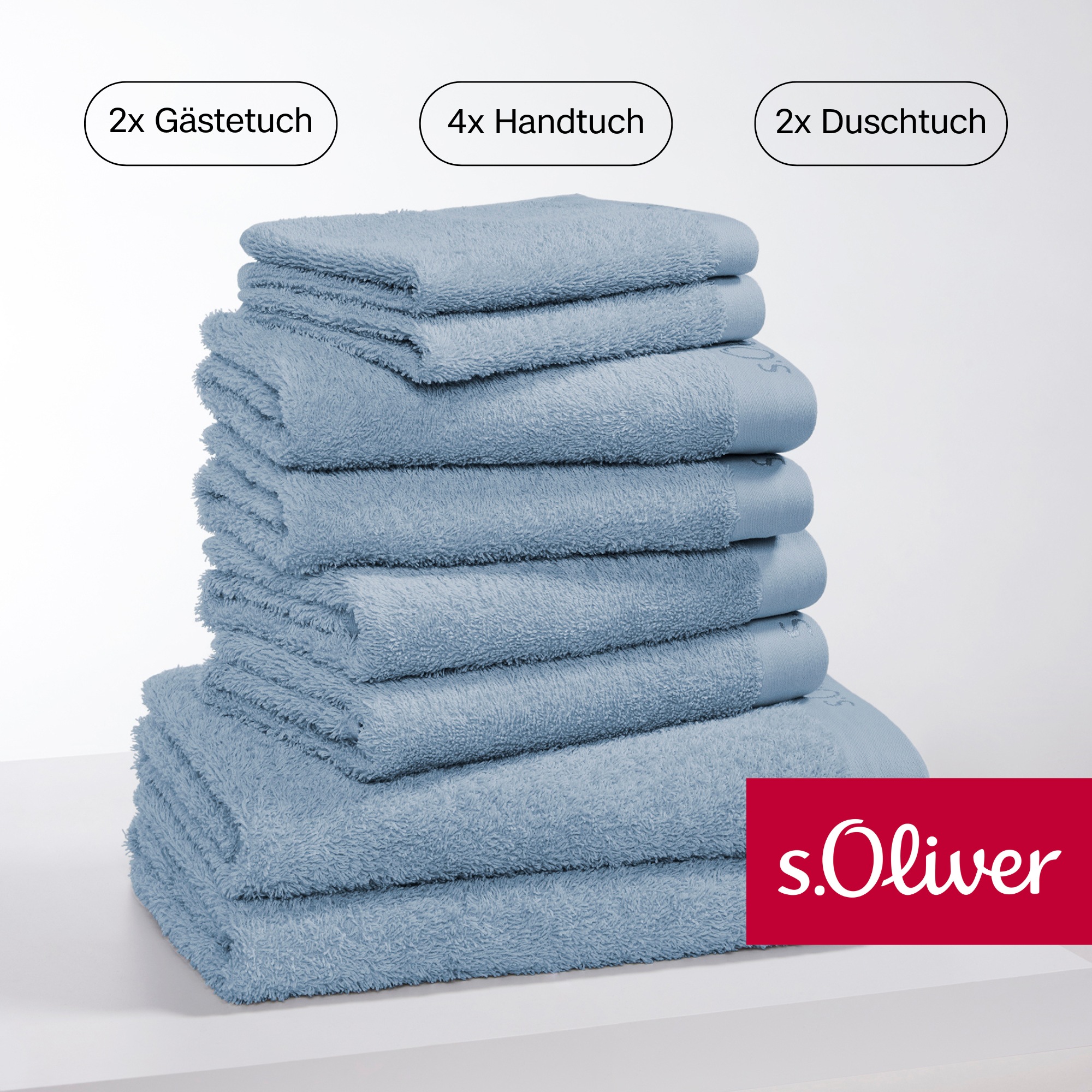 s.Oliver Handtuch Set "s. Oliver, besonders weich und saugfähig", (Set, 8 St., 2 Gästetücher 30x50 cm-4 Handtücher 50x10