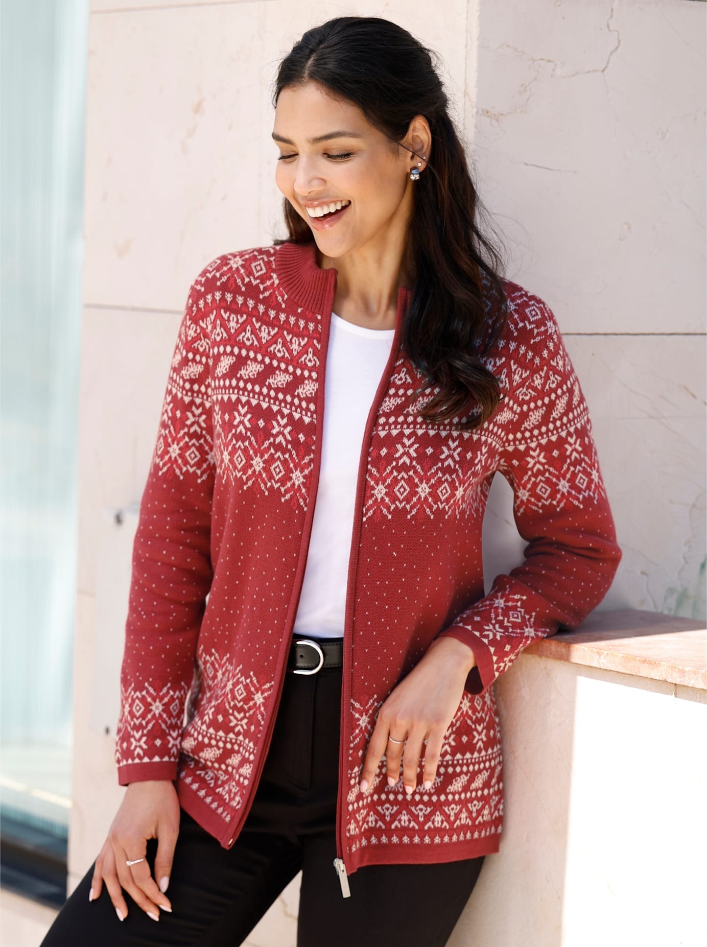 Classic Basics Jacquardstrickjacke günstig online kaufen