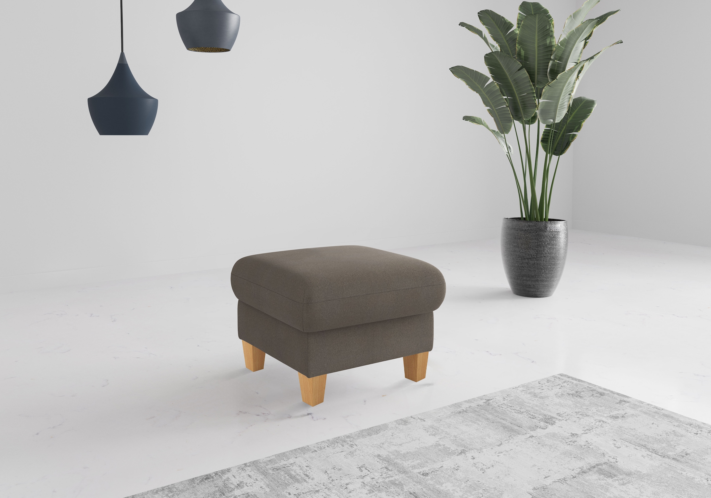 Home affaire Polsterhocker "Rochelle" 1 Stk. tlg. Massive 12 cm Holzbeine günstig online kaufen