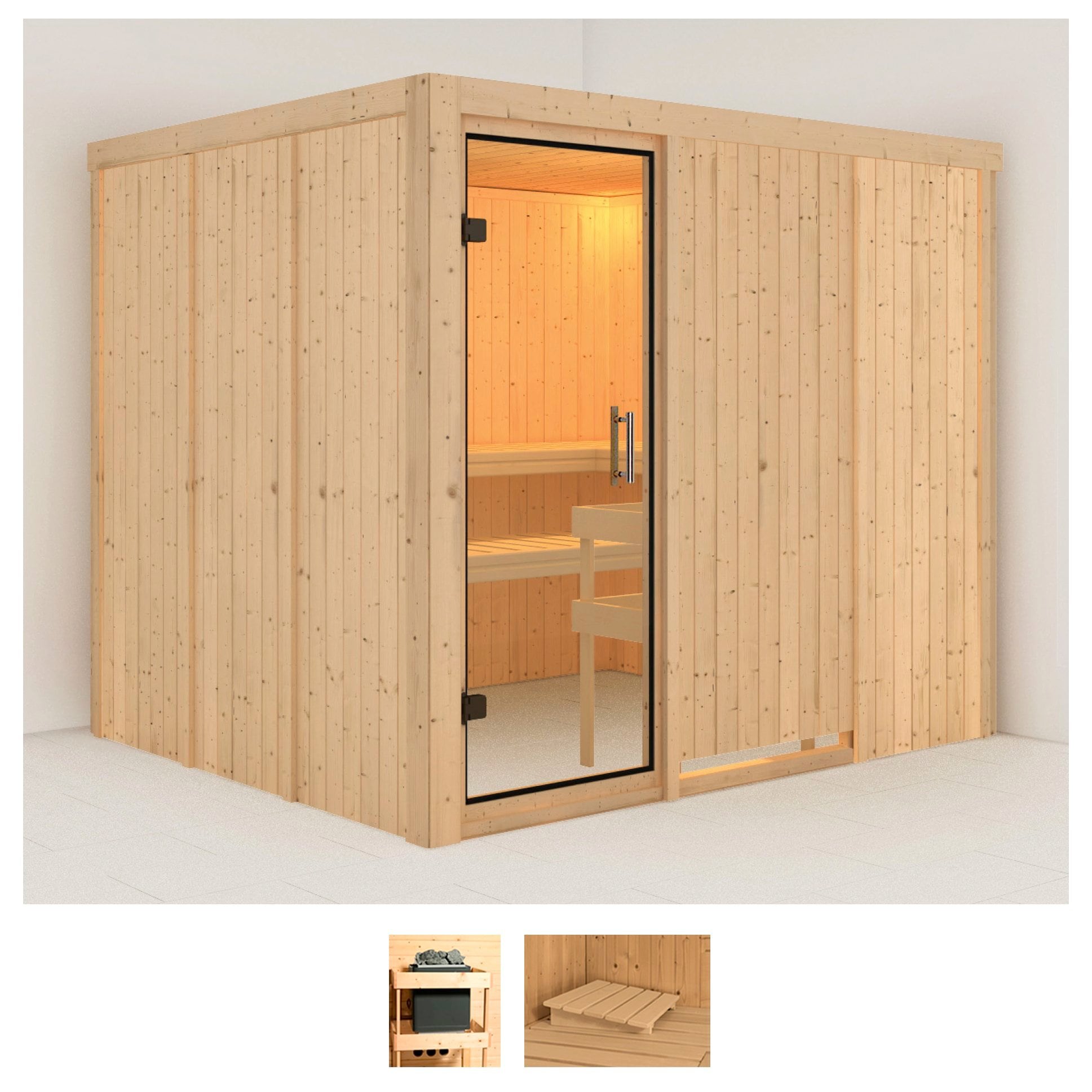 KARIBU Sauna "Gitte", ohne Ofen, (ohne Ofen), beige, Saunen, ohne Ofen