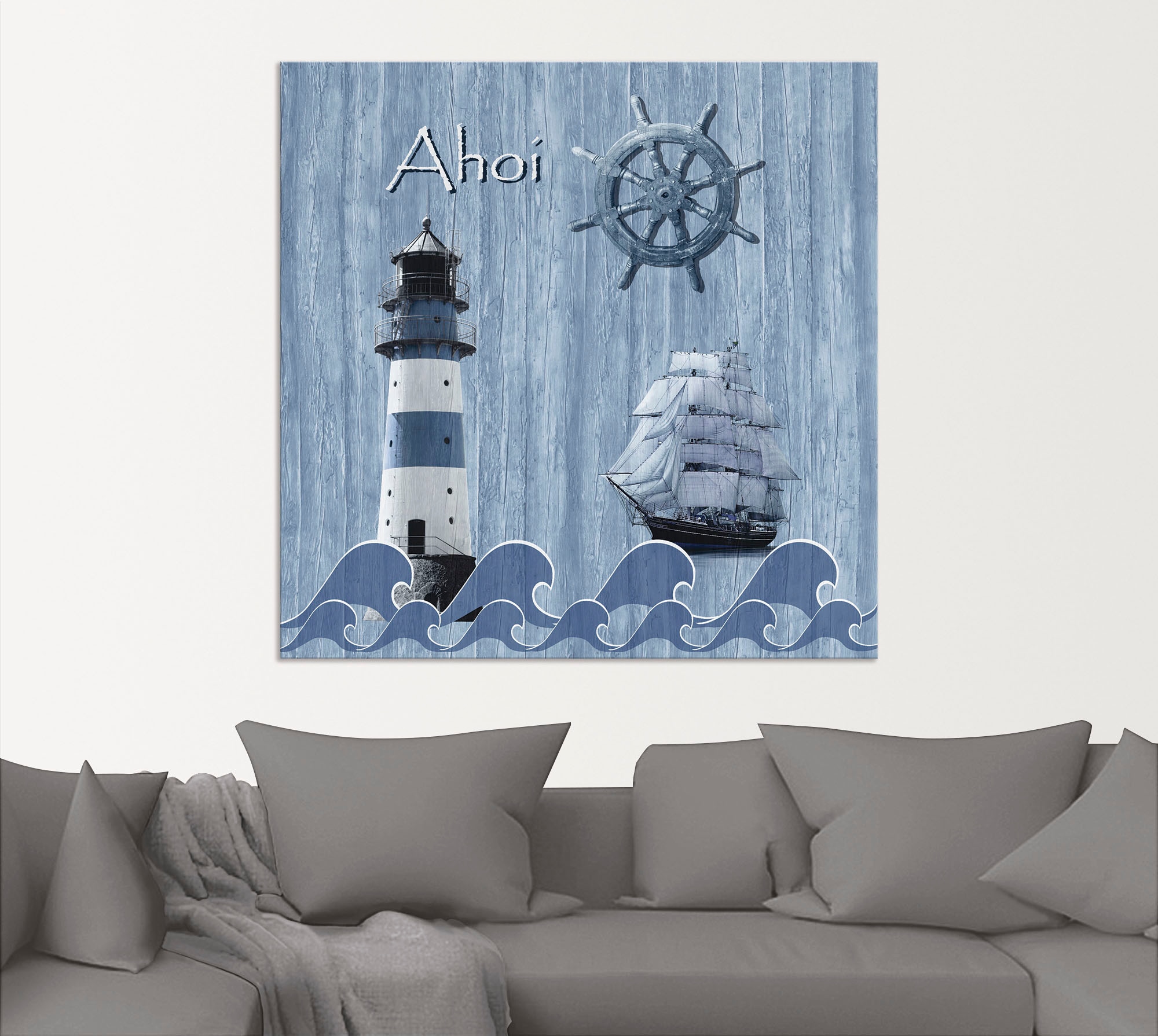 Artland Wandbild »Ahoi im maritimen Blau«, Küste, (1 St.), als Alubild, Outdoorbild, Leinwandbild, Poster, Wandaufkleber