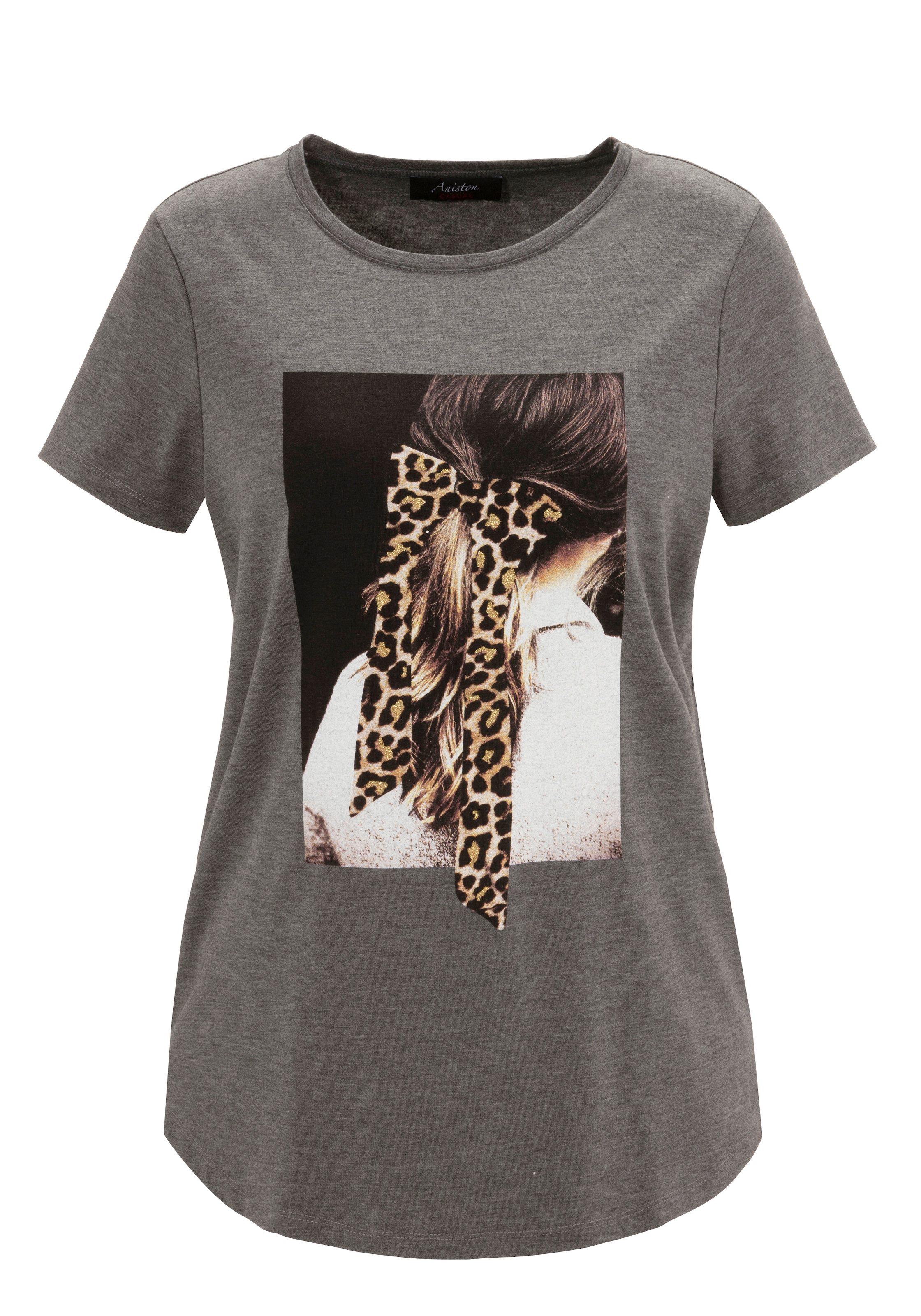 Aniston CASUAL T-Shirt, für BAUR mit Frontdruck | kaufen Glitzer verziertem