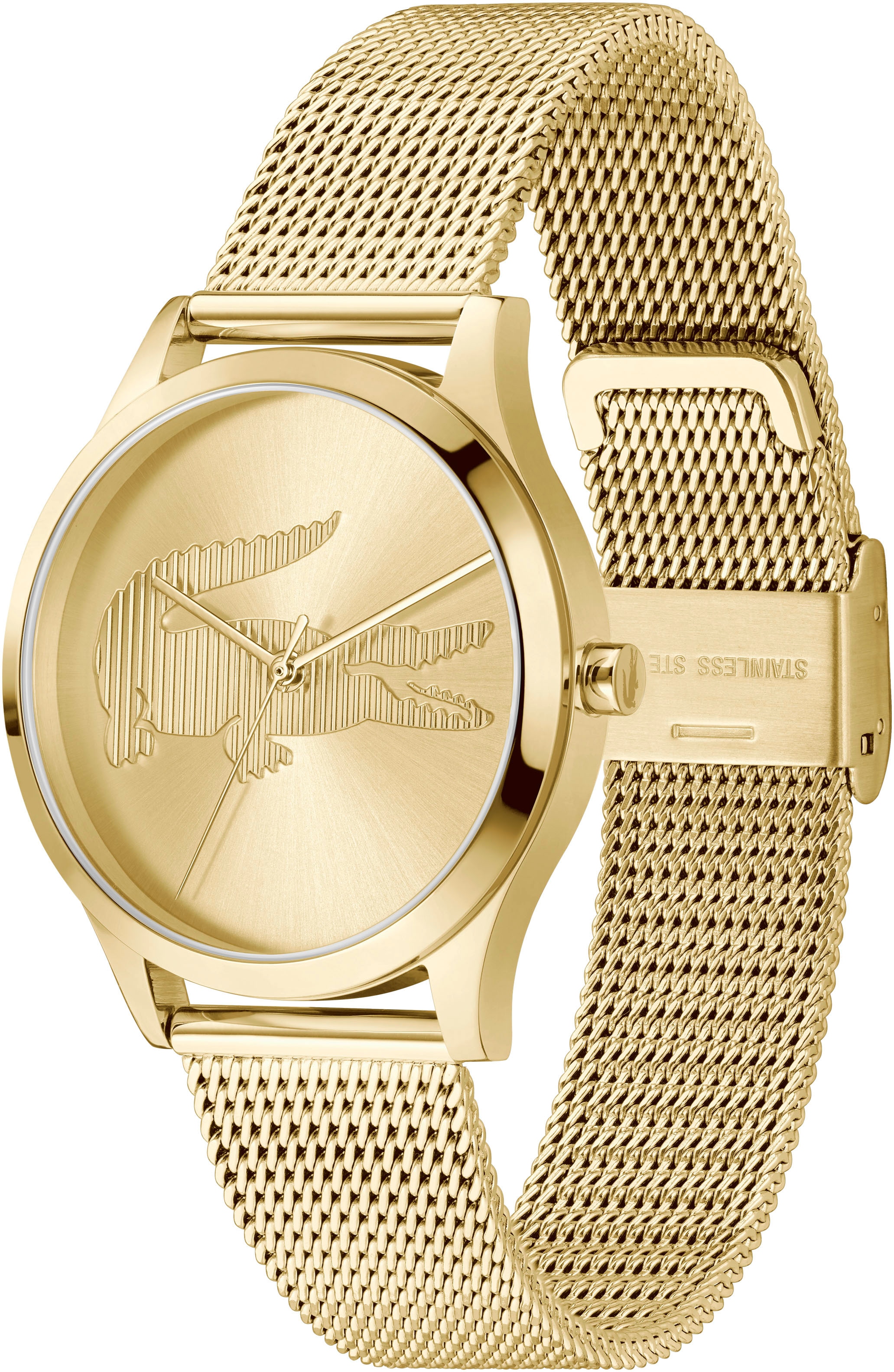 Lacoste Quarzuhr »CROCODELLE«, Armbanduhr, Damenuhr, Edelstahlarmband, analog