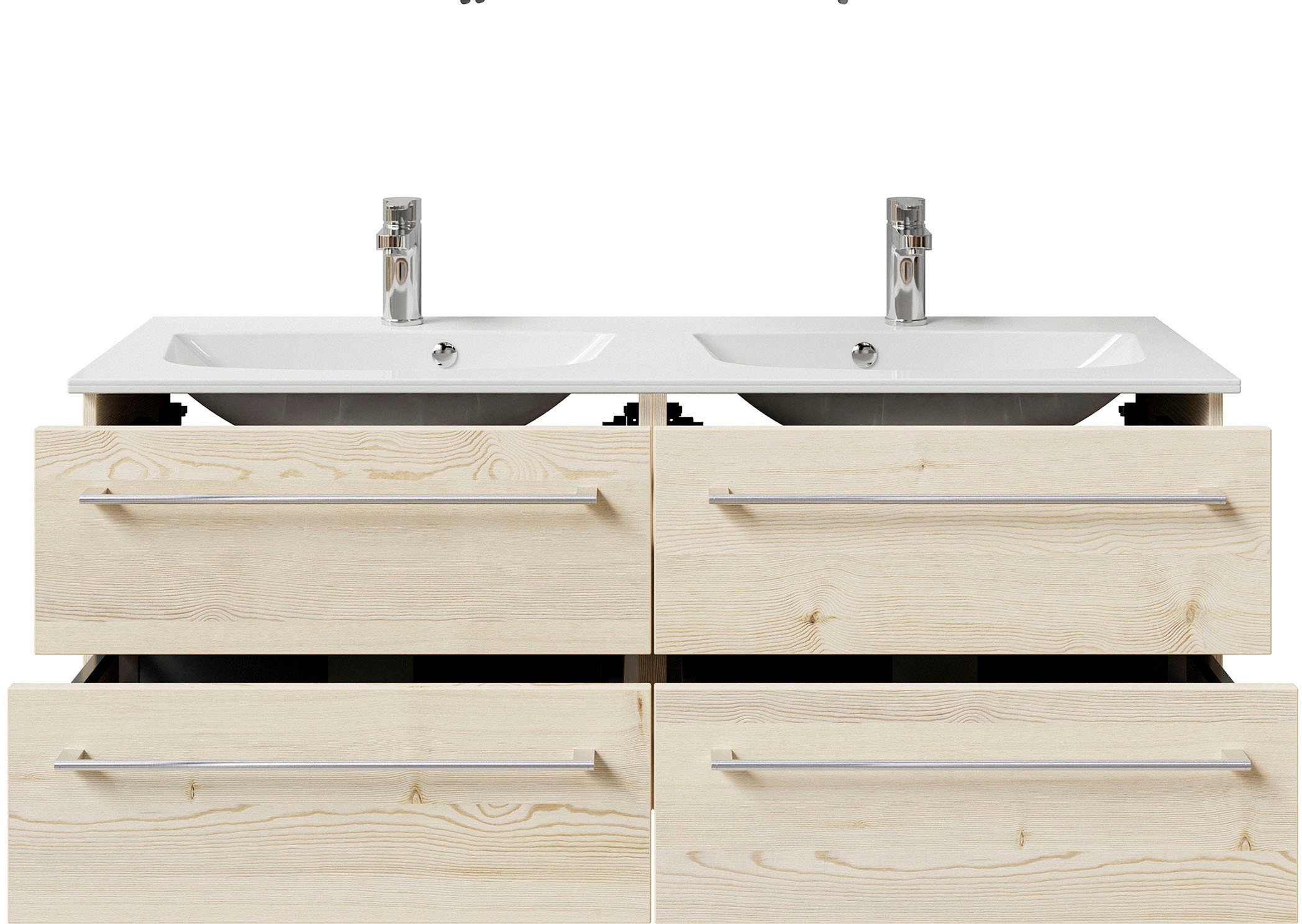 Saphir Waschtisch »Serie 6025 Mineralmarmor-Waschtisch mit Unterschrank, 132 cm breit«, Doppel-Waschplatz mit 4 Schubladen, hängend, verschiedene Ausführungen