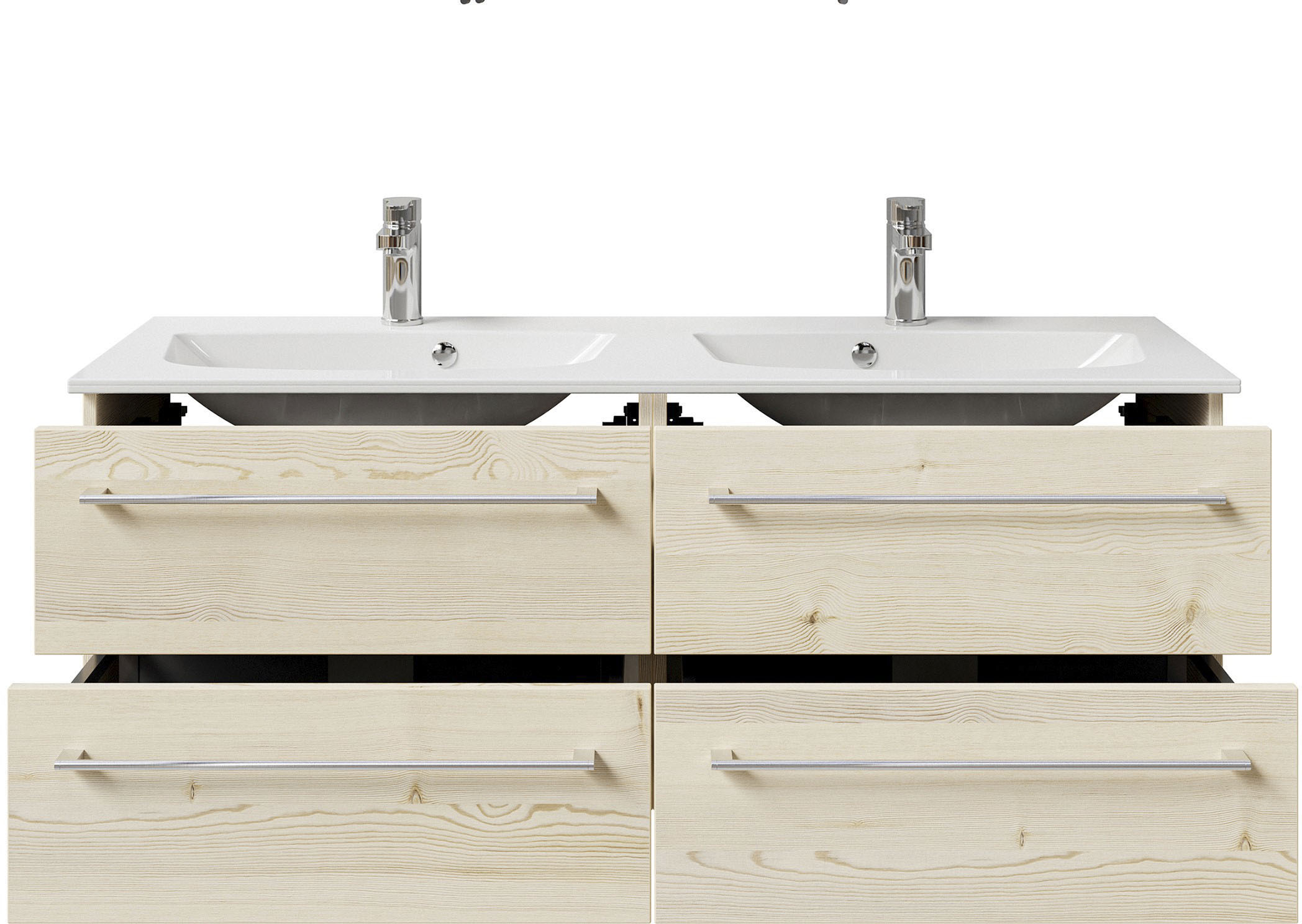 Thumbnail - Saphir Waschtisch "Serie 6025 Mineralmarmor-Waschtisch mit Unterschrank, 132 cm breit" 2 Stk. tlg. Doppel-Waschplatz mit...