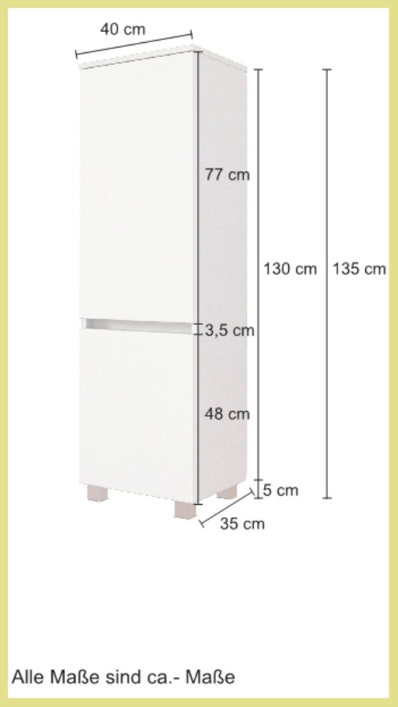 welltime Badezimmer-Set »Kaunas«, (Set, 4 St.), Waschtisch-Set (Breite 80 cm) mit Midischrank und Seitenschrank