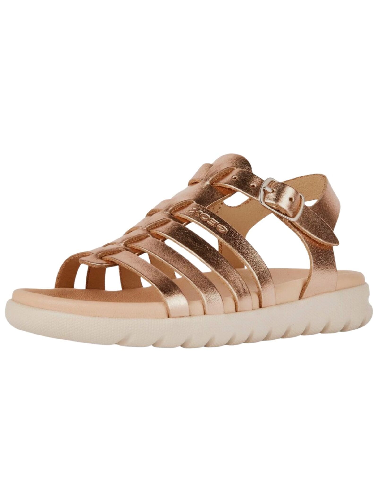 GEOX Kinder Riemchensandalette "Geox Sandalen Leder", Gr. 33, orange, Leder, Schuhe