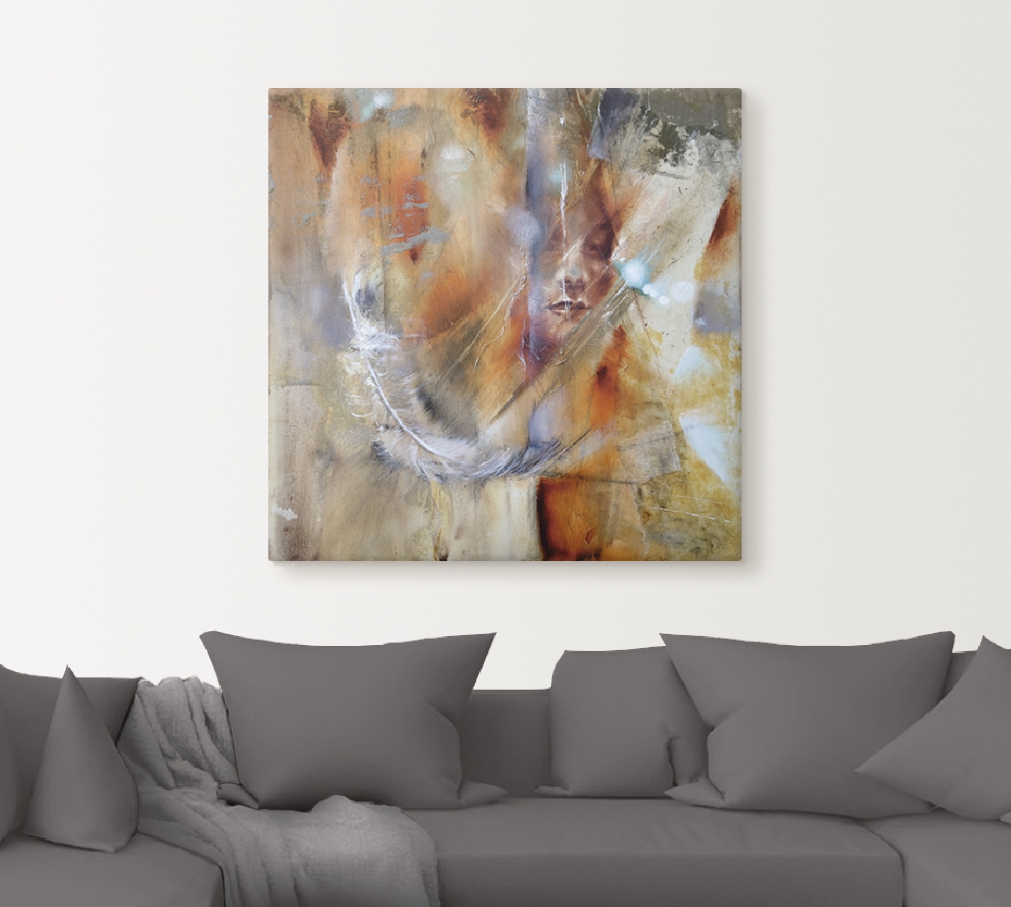 Artland Wandbild »Cora mit Feder«, Frau, (1 St.), als Alubild, Outdoorbild, Leinwandbild, Poster, Wandaufkleber