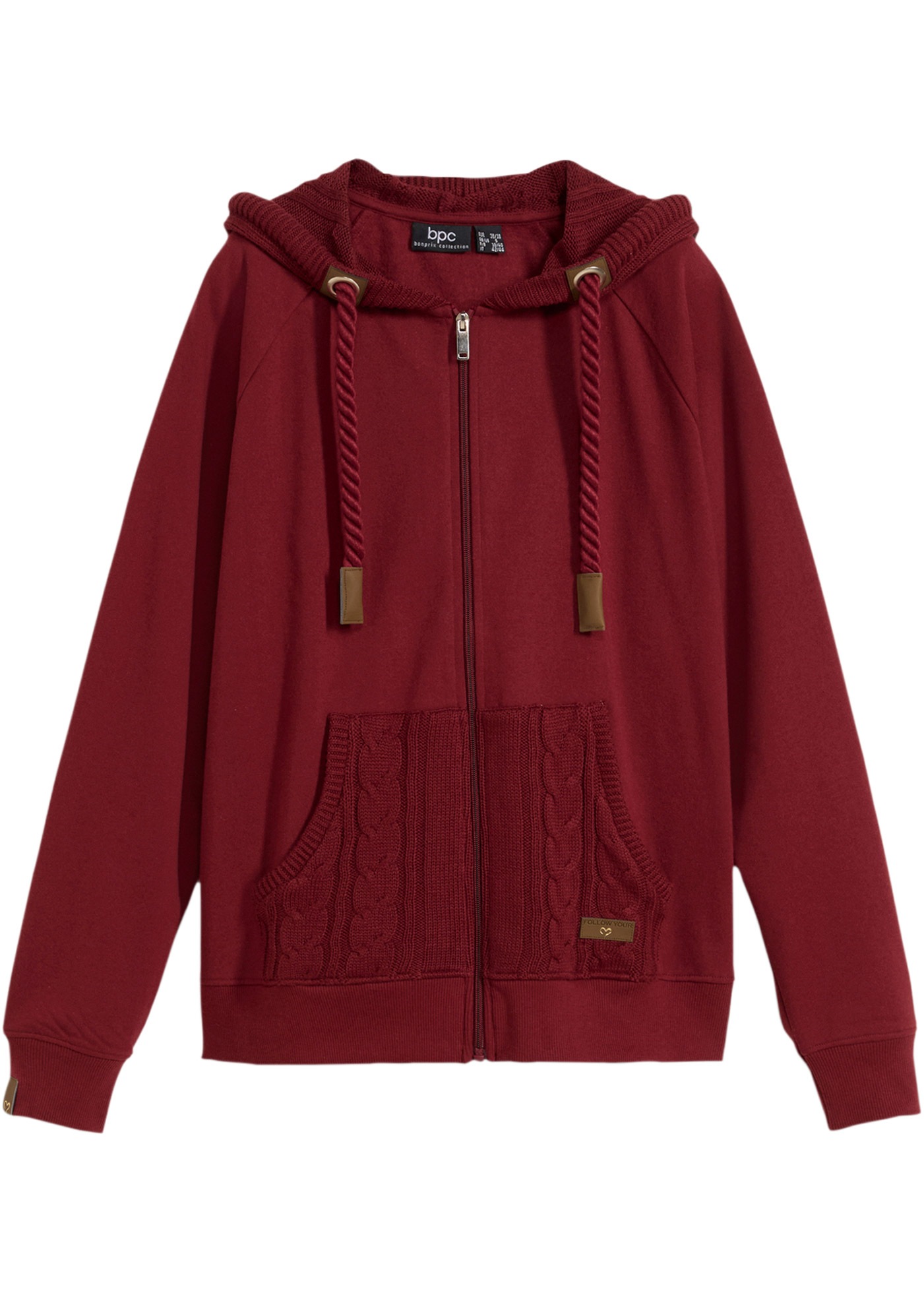 bonprix Kapuzensweatjacke »Sweatjacke mit Strickkapuze und Tasche« mit Strickkapuze