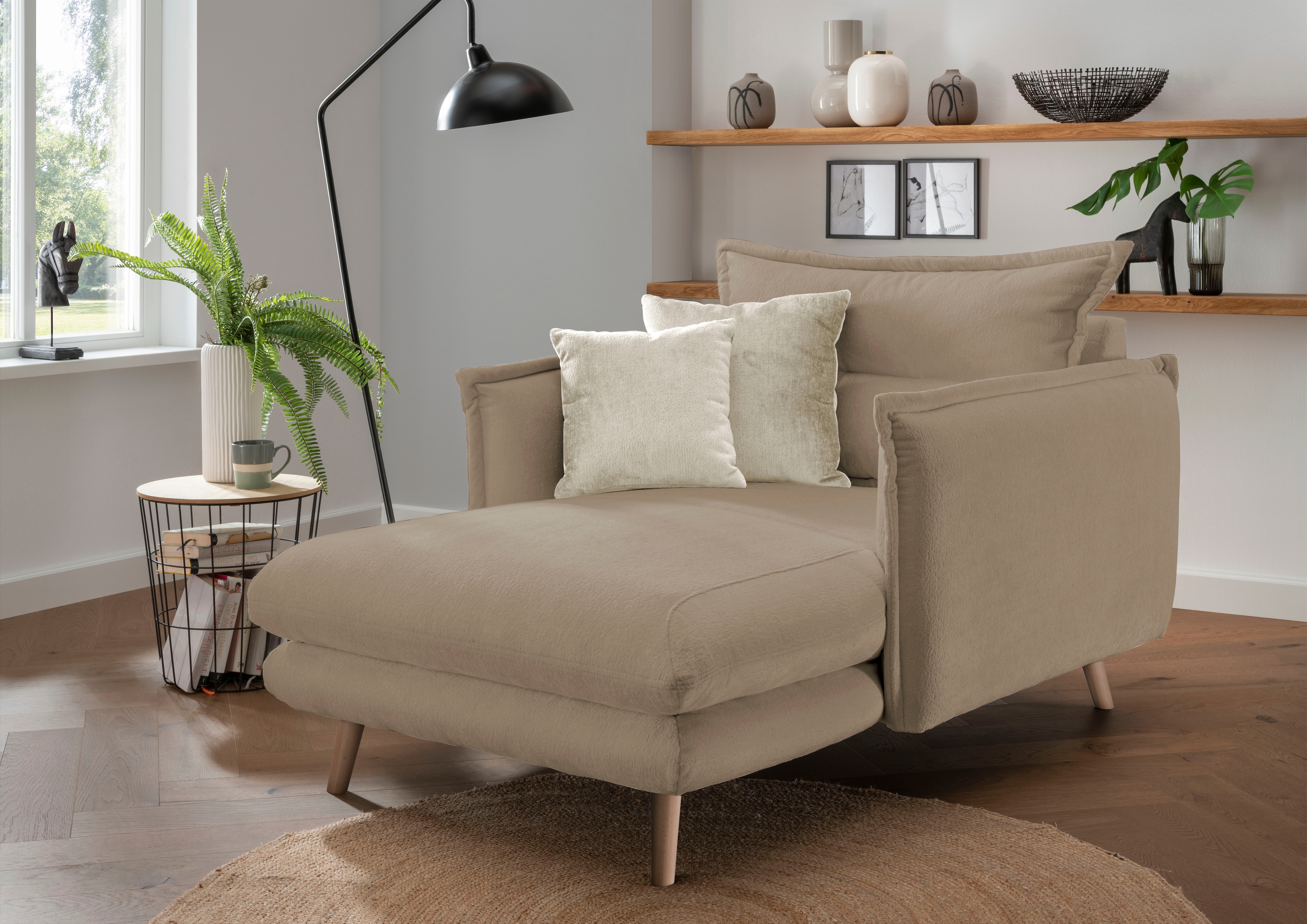 Home affaire Loveseat "Lazio, 111 cm breit, modern und bequem" Webstoff, inkl. Rücken- und Zierkissen